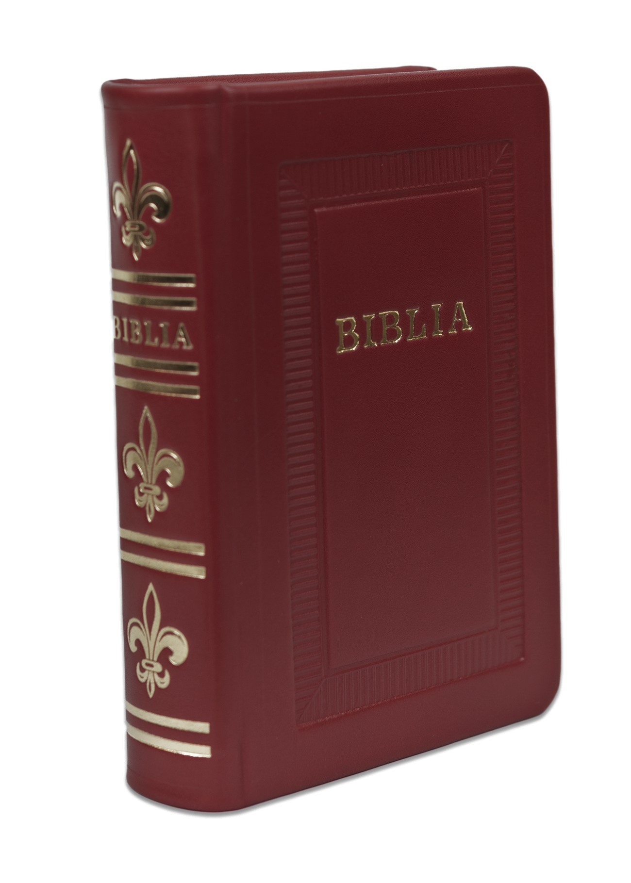 Biblie marime mica, piele, hand made, culoare bordo, index, fara fermoar, margini argintii, cuv. lui Isus cu rosu [047 HM]