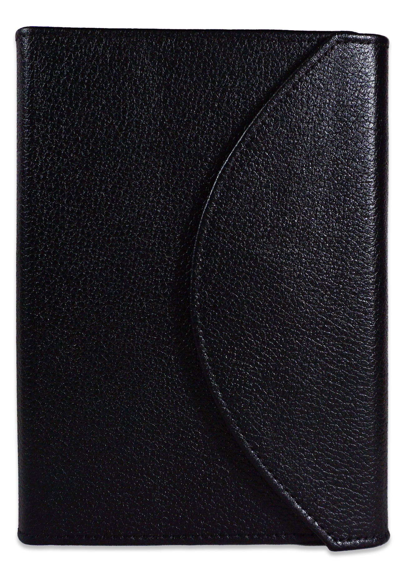 Biblia marime medie, neagra, piele, inchidere clapeta cu capsa 1, margini aurii, index, cuv. lui Isus cu rosu [MAR 057 PCI]