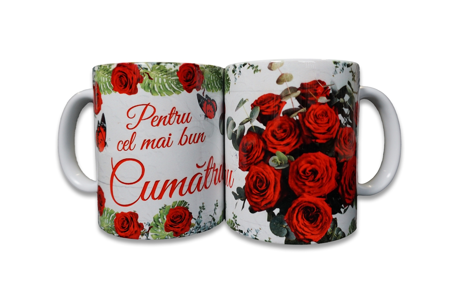 Cana cadou cu trandafiri pentru cumatru Cana cadou cu trandafiri pentru cumatru