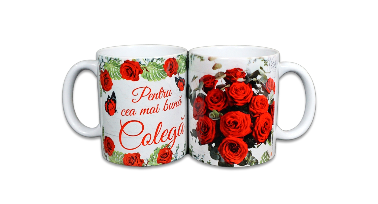 Cana cadou cu trandafiri pentru colega Cana cadou cu trandafiri pentru colega