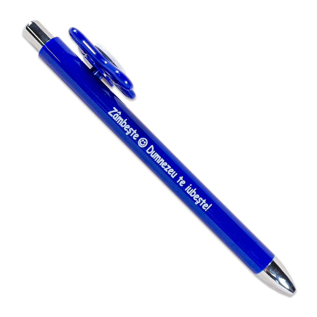 Pix spinner - Zâmbește! Dumnezeu te iubește! (albastru) Pix spinner - Zâmbește! Dumnezeu te iubește! (albastru)