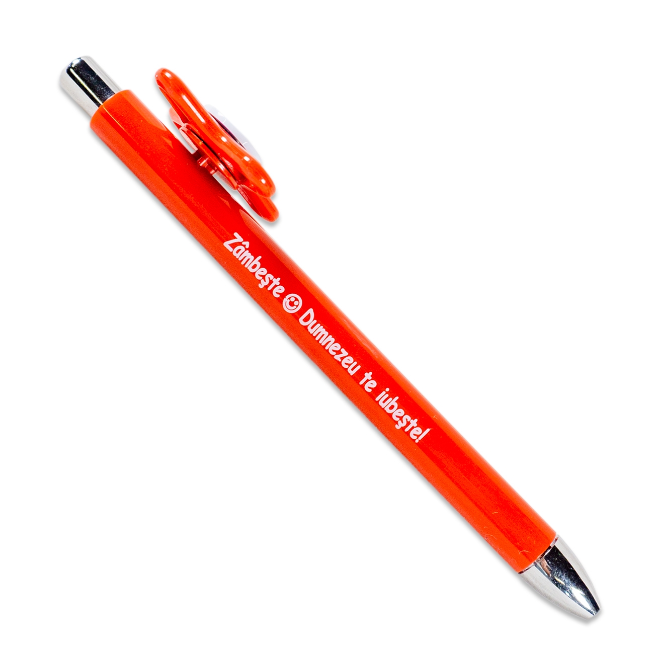 Pix spinner - Zâmbește! Dumnezeu te iubește! (roșu) Pix spinner - Zâmbește! Dumnezeu te iubește! (roșu)