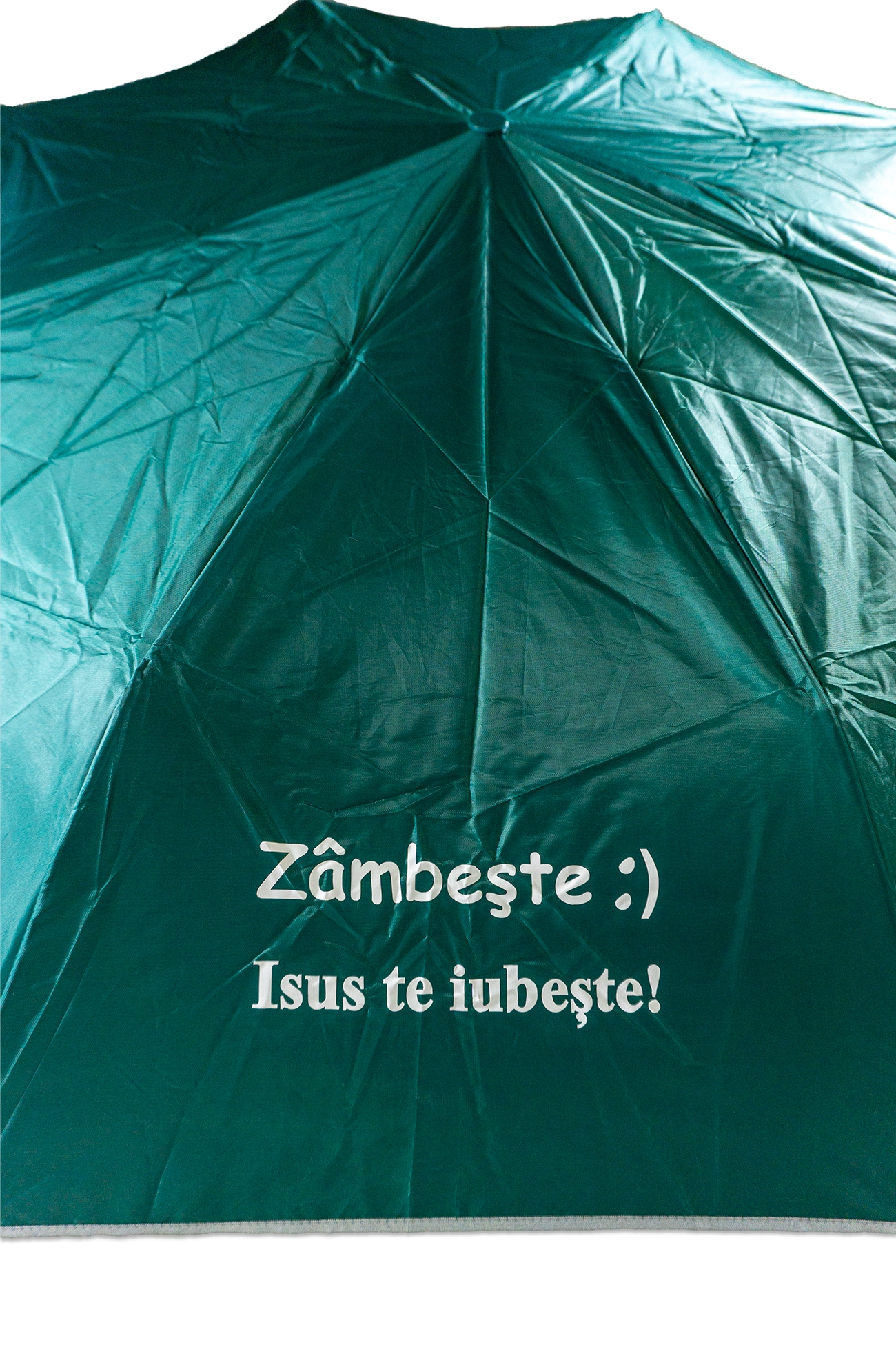 Umbrela adulti pliabila - Zâmbește! Isus te iubește (verde)