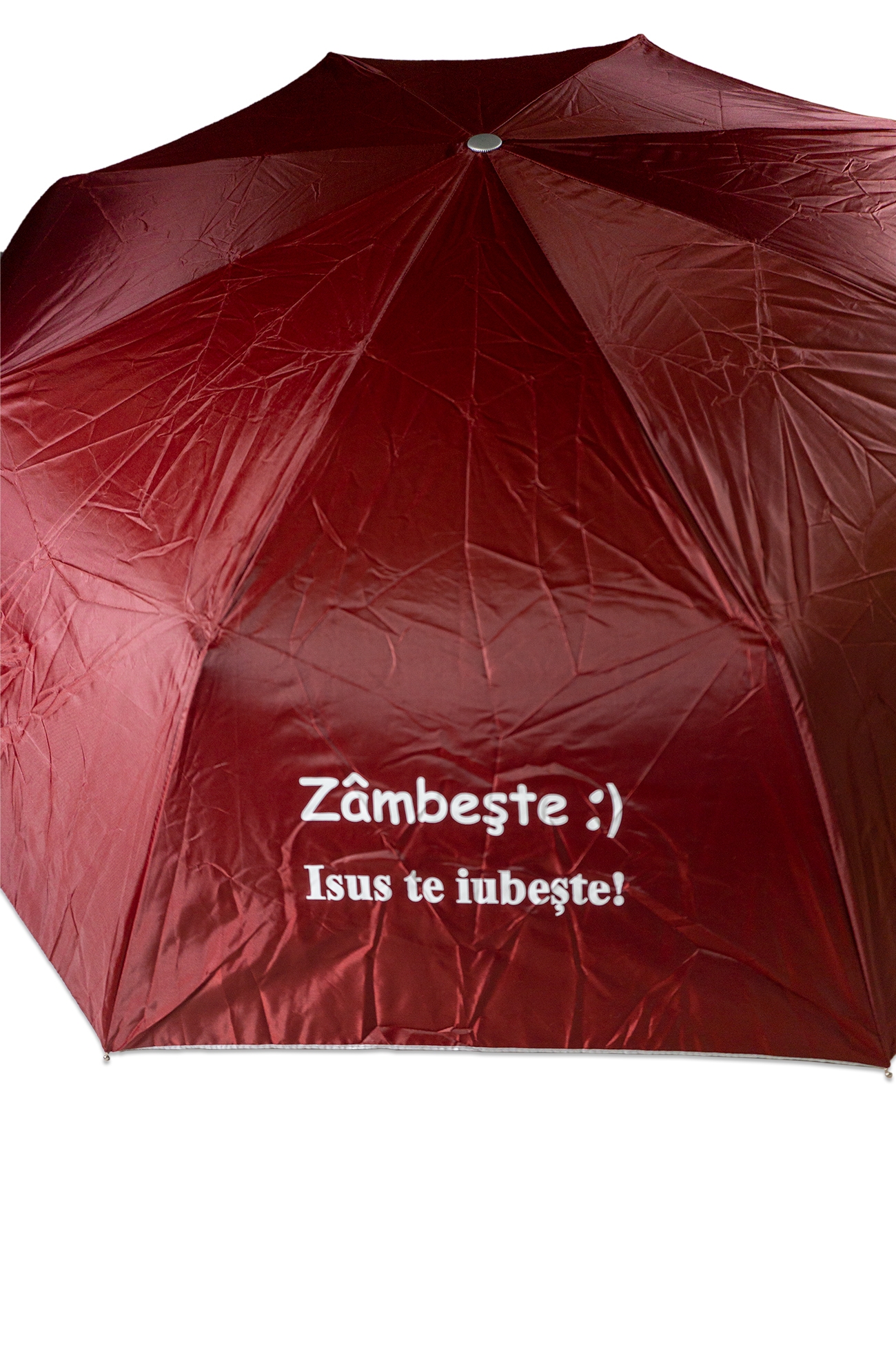 Umbrela adulti pliabila - Zâmbește! Isus te iubește (bordo) Umbrela adulti pliabila - Zâmbește! Isus te iubește (bordo)