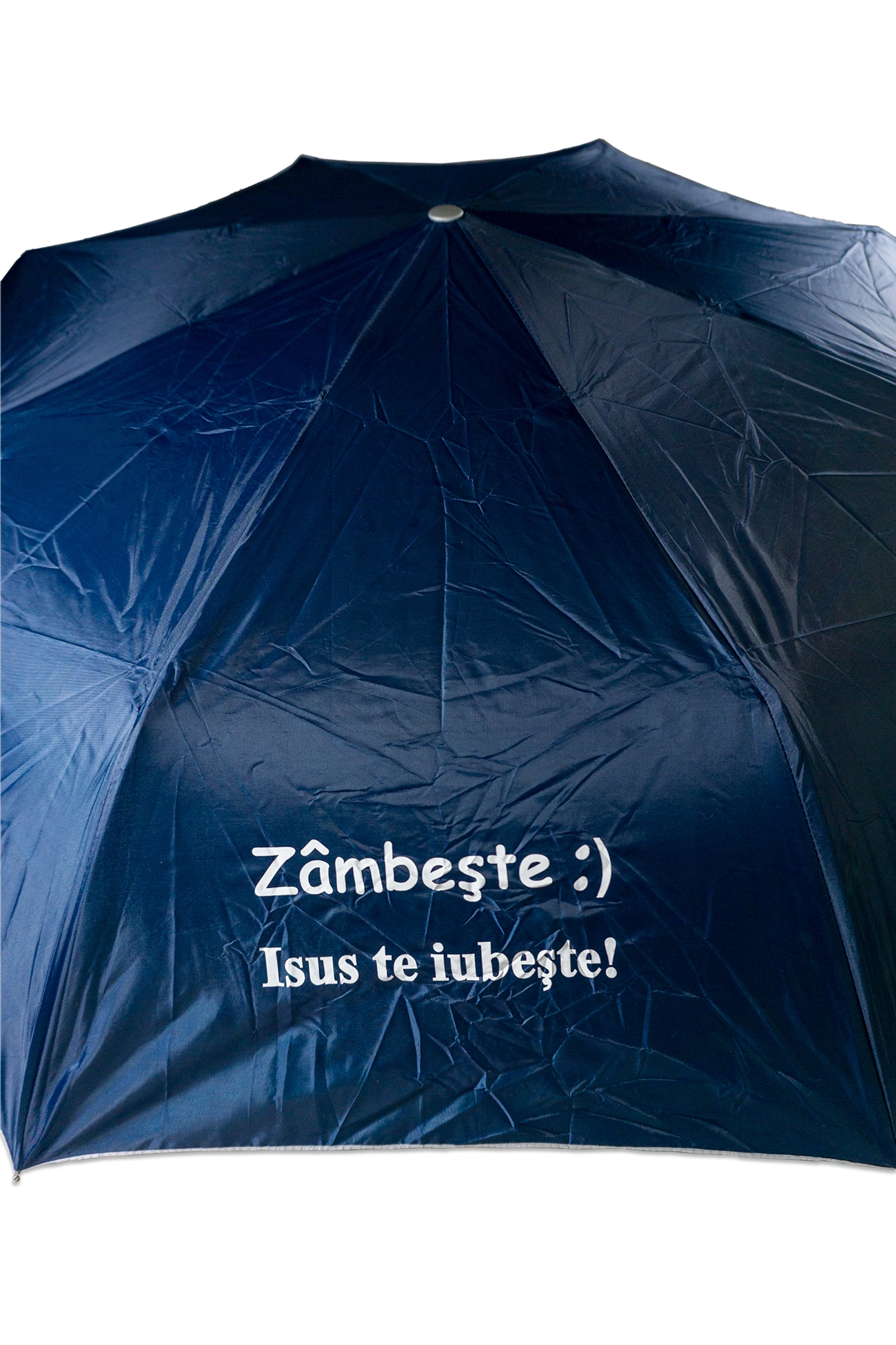 Umbrela adulti pliabila - Zâmbește! Isus te iubește (bleumarin) Umbrela adulti pliabila - Zâmbește! Isus te iubește (bleumarin)