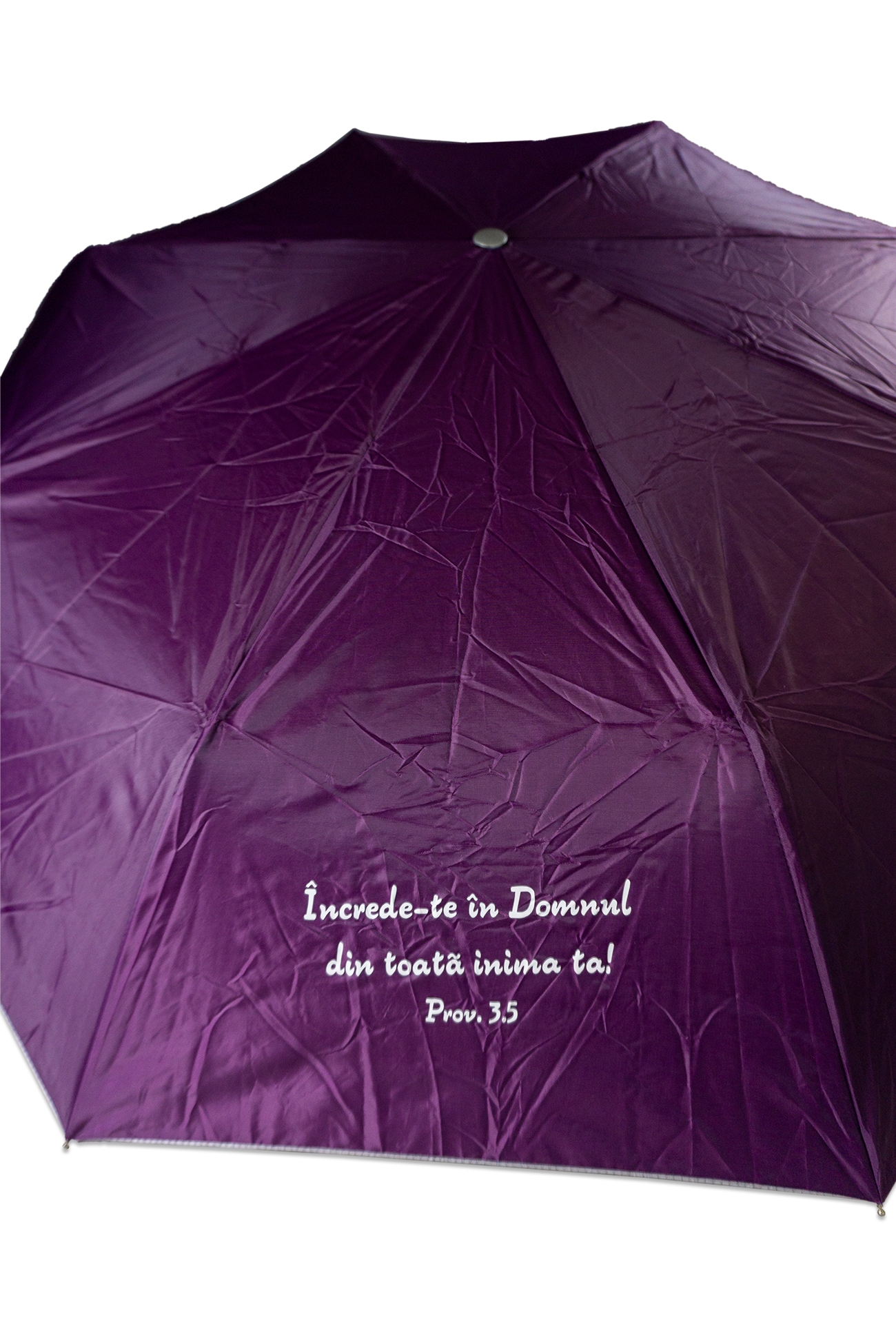 Umbrela adulti pliabila - Încrede-te în Domnul (mov) Umbrela adulti pliabila - Încrede-te în Domnul (mov)