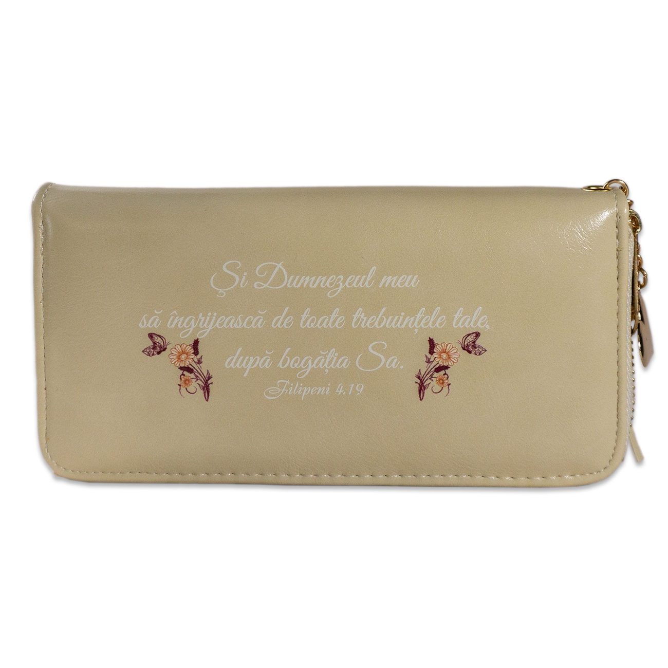 Portofel damă, crem, cu imprimeu "Dumnezeu meu sa îngrijească..." Portofel damă, crem, cu imprimeu "Dumnezeu meu sa îngrijească..."