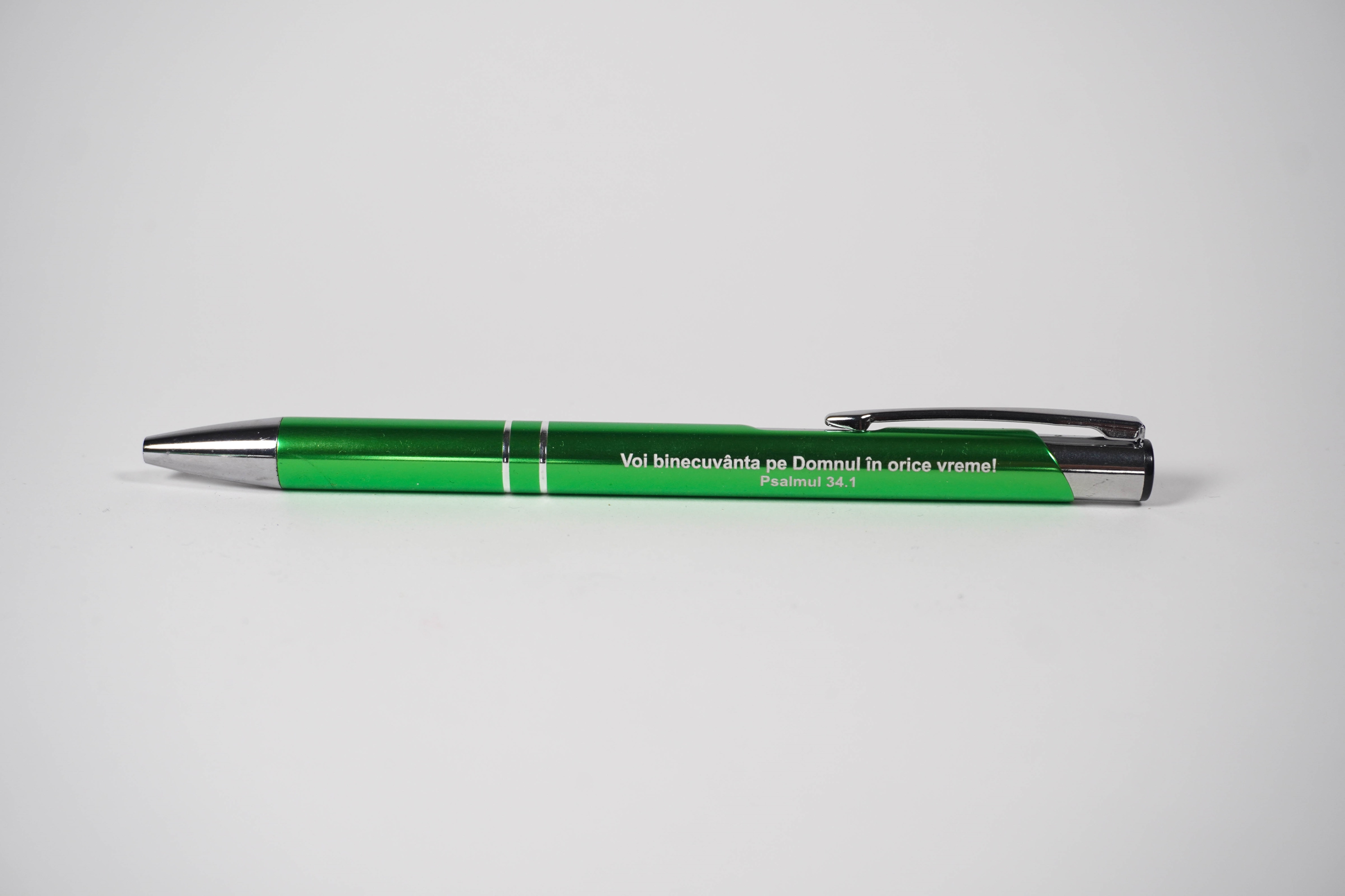 Pix cu mesaj crestin - "Voi binecuvânta pe Domnul în orice vreme!" (verde) Pix cu mesaj crestin - "Voi binecuvânta pe Domnul în orice vreme!" (verde)