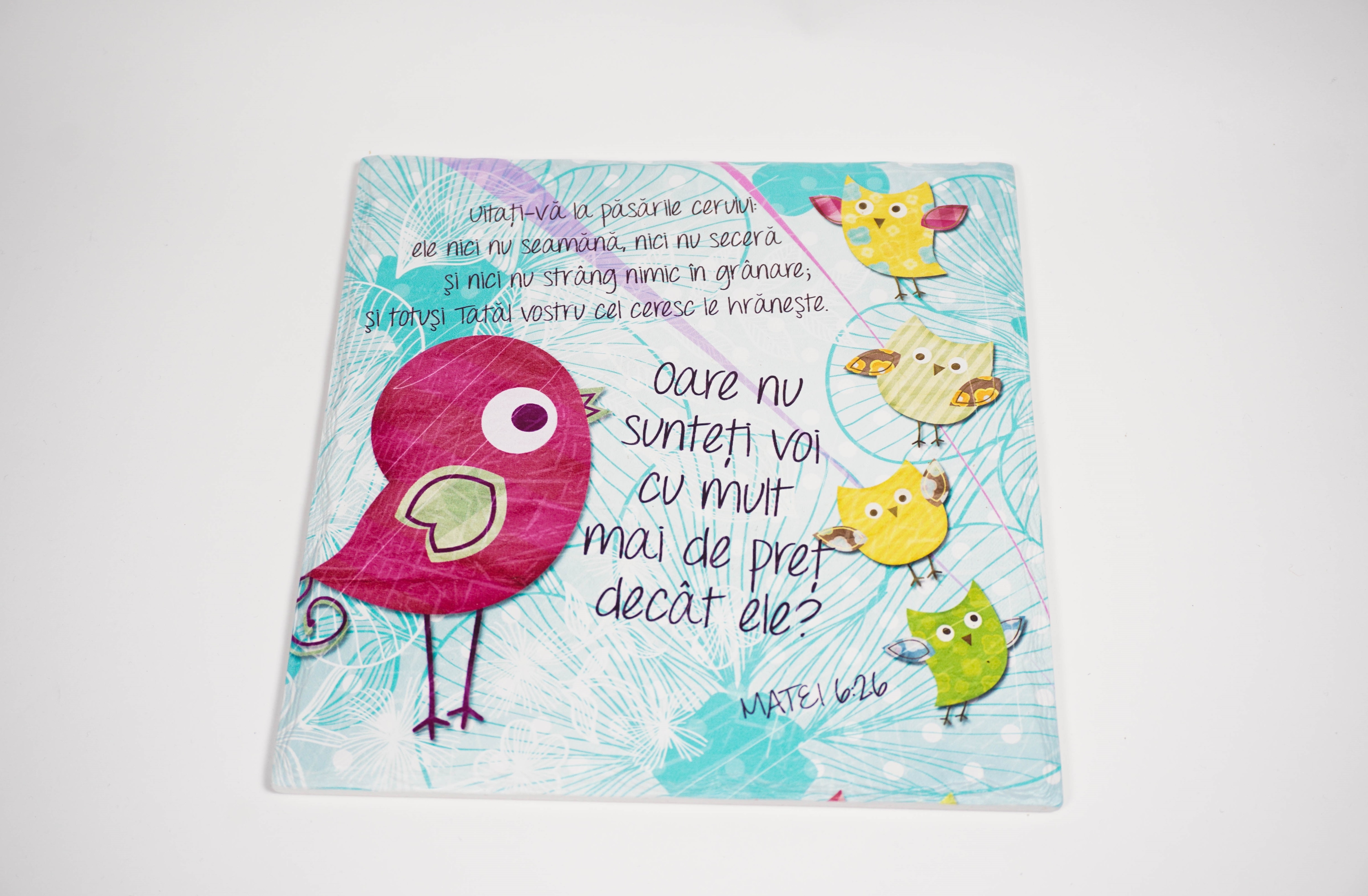 Aplica vintage patrata - "Uitați-vă la păsările cerului..." Aplica vintage patrata - "Uitați-vă la păsările cerului..."