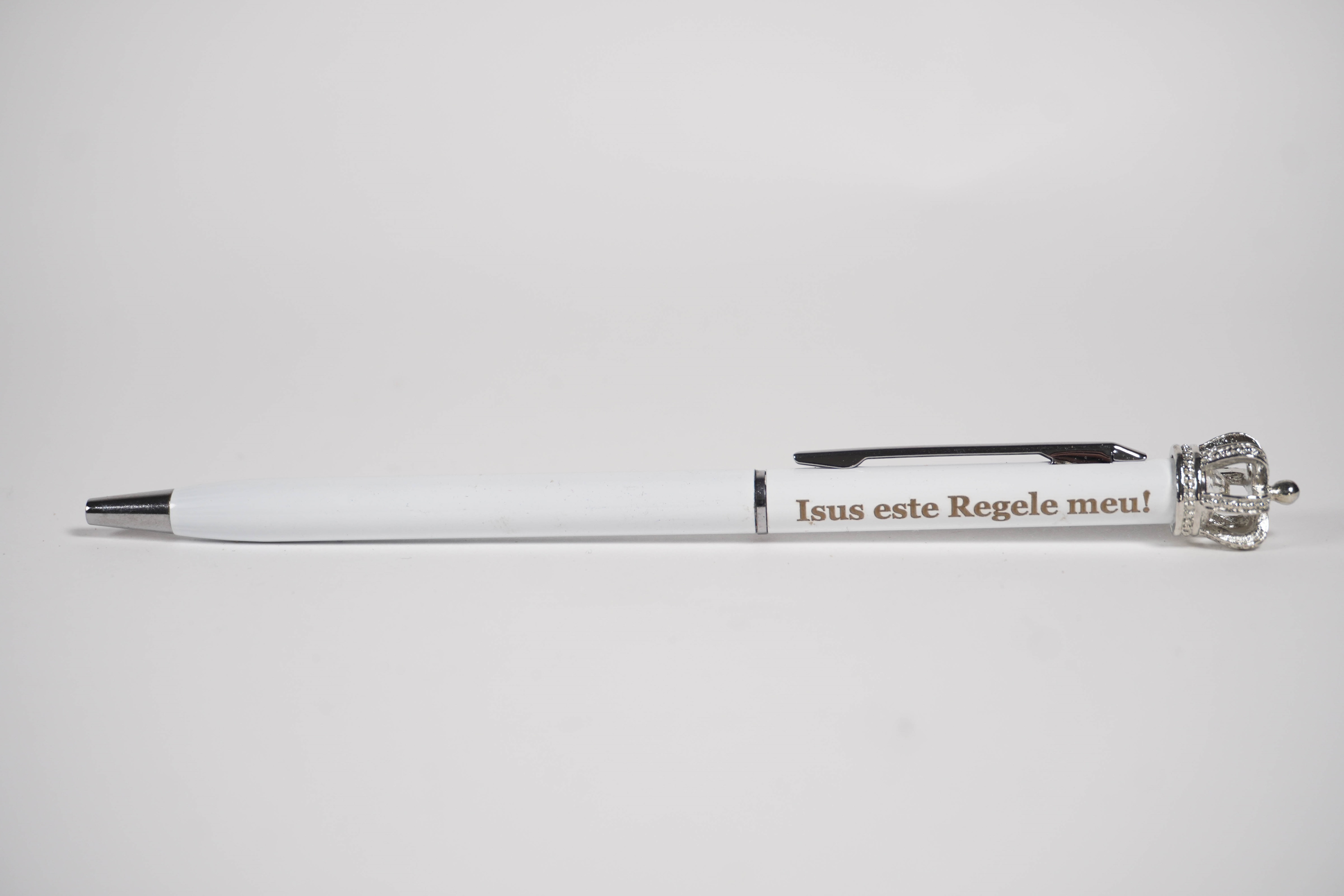 Pix metalic cu coroană - Isus este Regele meu! (alb)