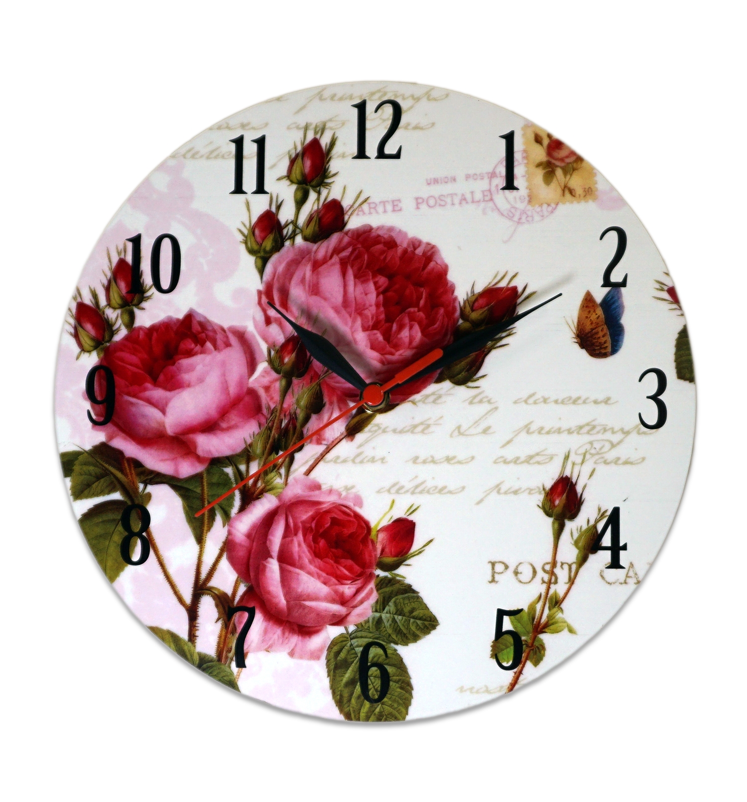 Ceas rotund perete trandafiri rosi - 28 x 28 cm Ceas rotund perete trandafiri rosi - 28 x 28 cm