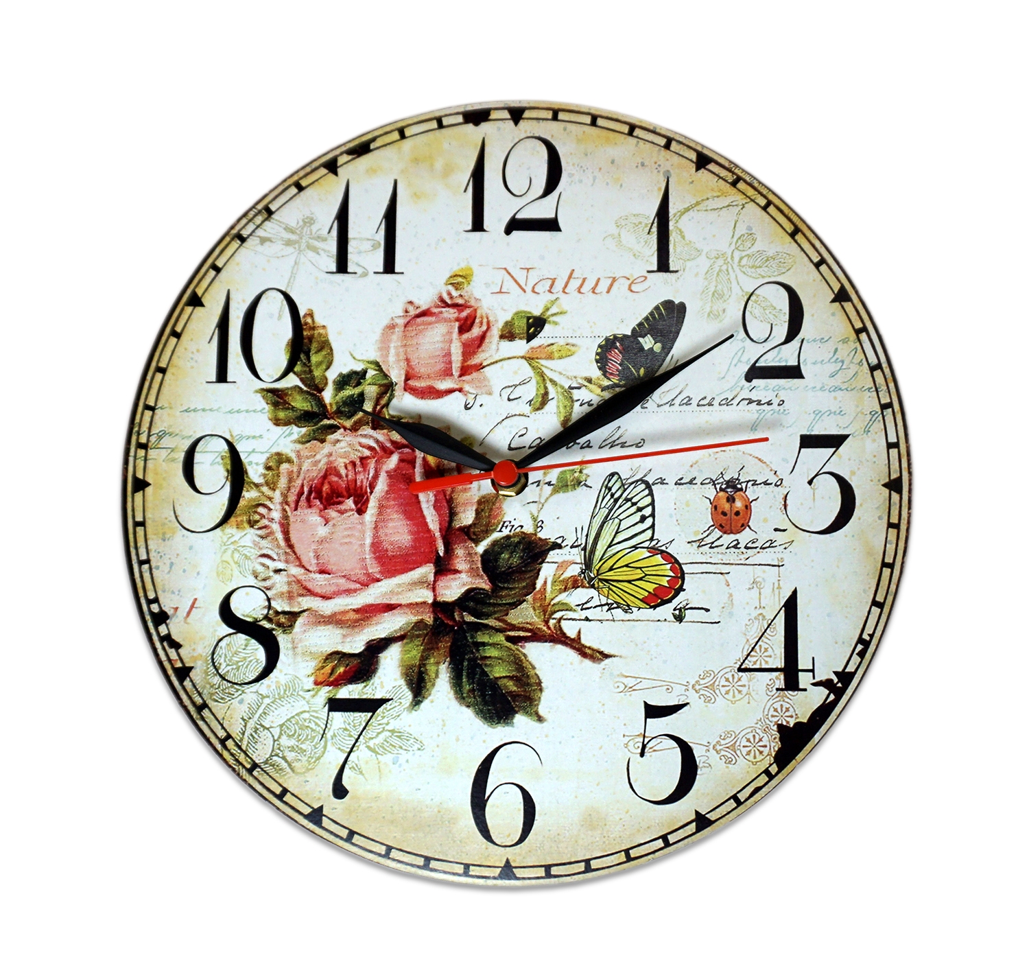 Ceas rotund perete Trandafiri  - 28 x 28 cm