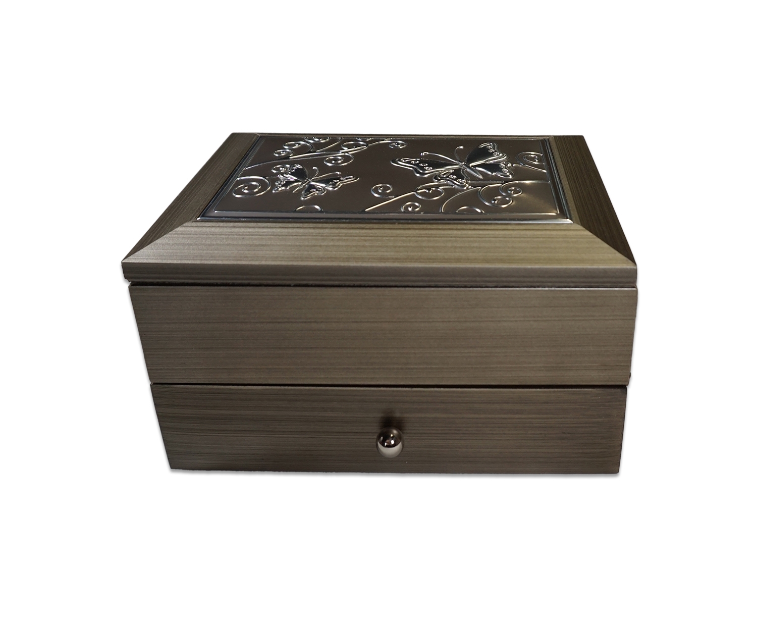 Cutie depozitare gri cu doua compartimente - Desing fluturi (10 x 17.5 x 12.5 cm) Cutie depozitare gri cu doua compartimente - Desing fluturi (10 x 17.5 x 12.5 cm)