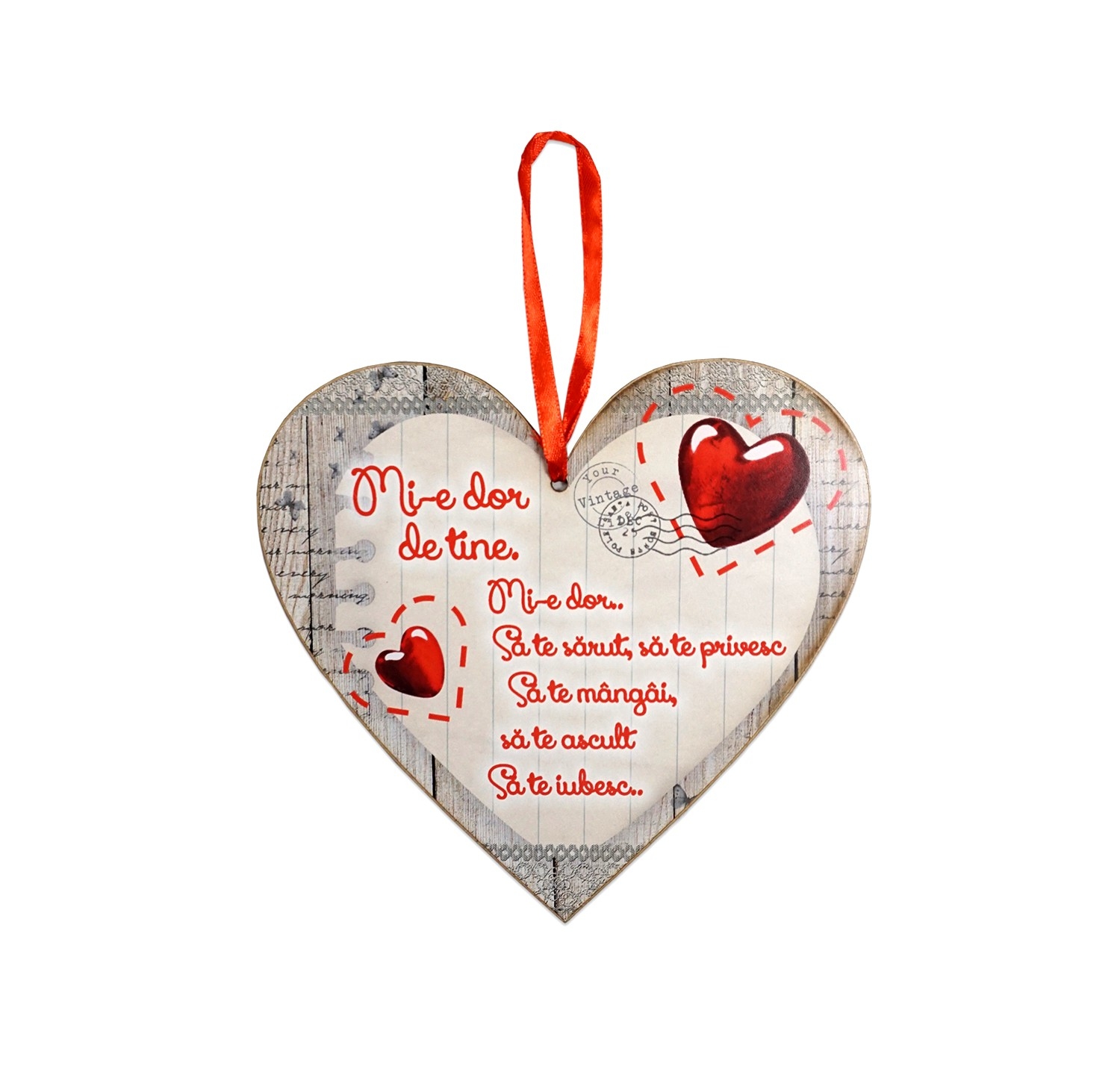 Tablou motivational  inima  (20x19cm) -  Mi-e dor de tine Tablou motivational  inima  (20x19cm) -  Mi-e dor de tine