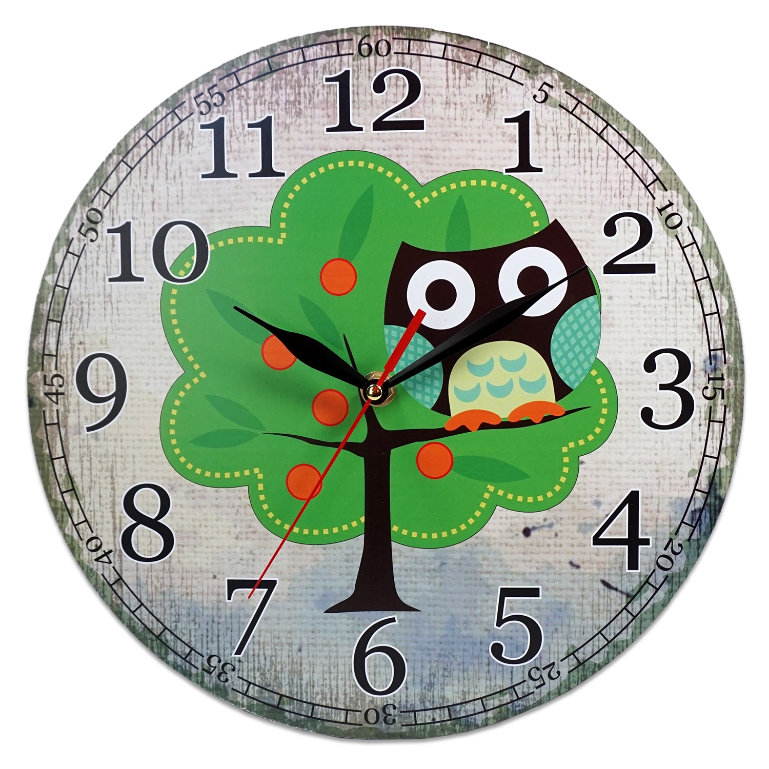 Ceas perete rotund verde bufnita - 28 x 28 cm Ceas perete rotund verde bufnita - 28 x 28 cm