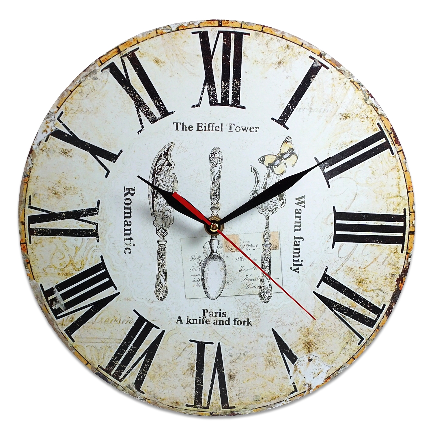 Ceas rotund perete romantic - 28 x 28 cm Ceas rotund perete romantic - 28 x 28 cm