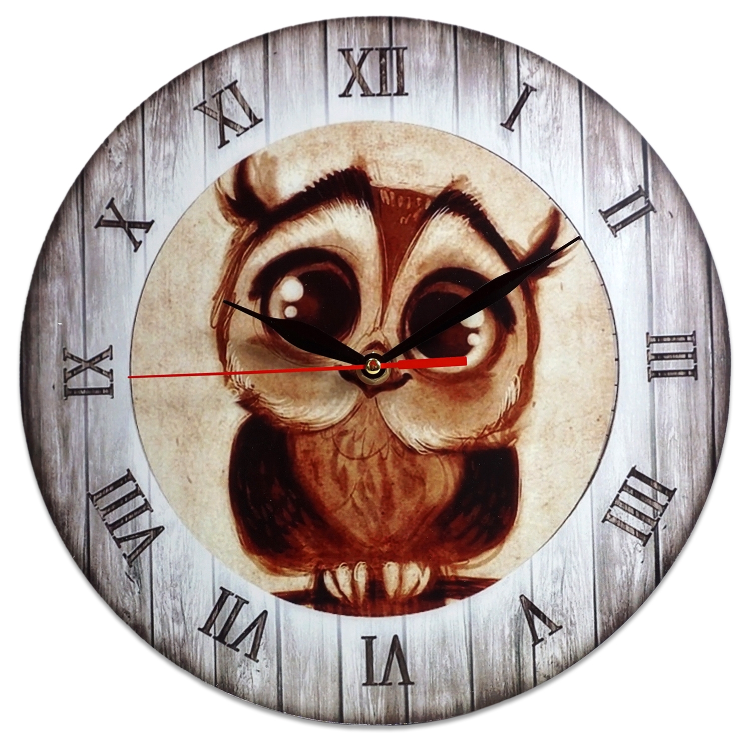 Ceas perete rotund maro bufnita - 28 x 28 cm Ceas perete rotund maro bufnita - 28 x 28 cm