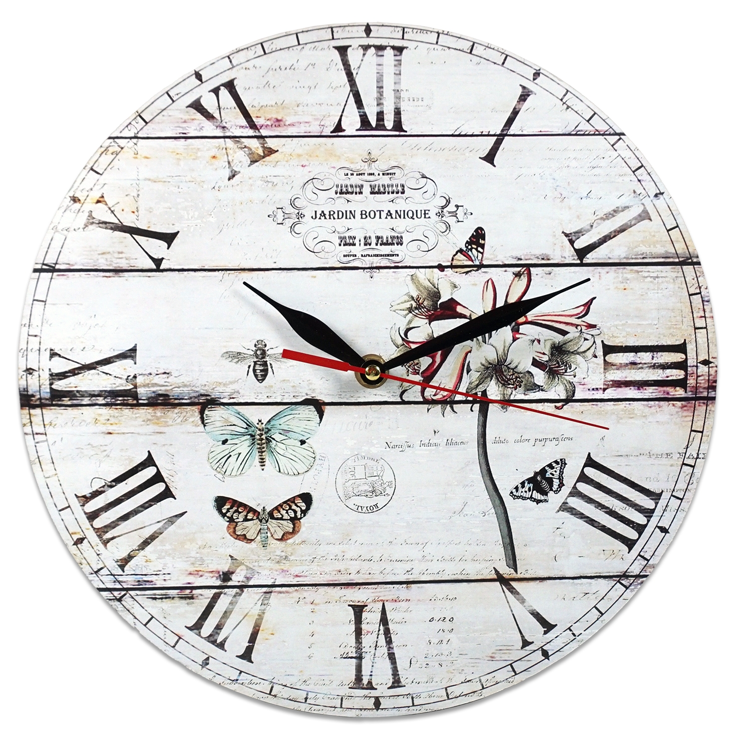 Ceas rotund perete cu fluturi - 28 x 28 cm Ceas rotund perete cu fluturi - 28 x 28 cm