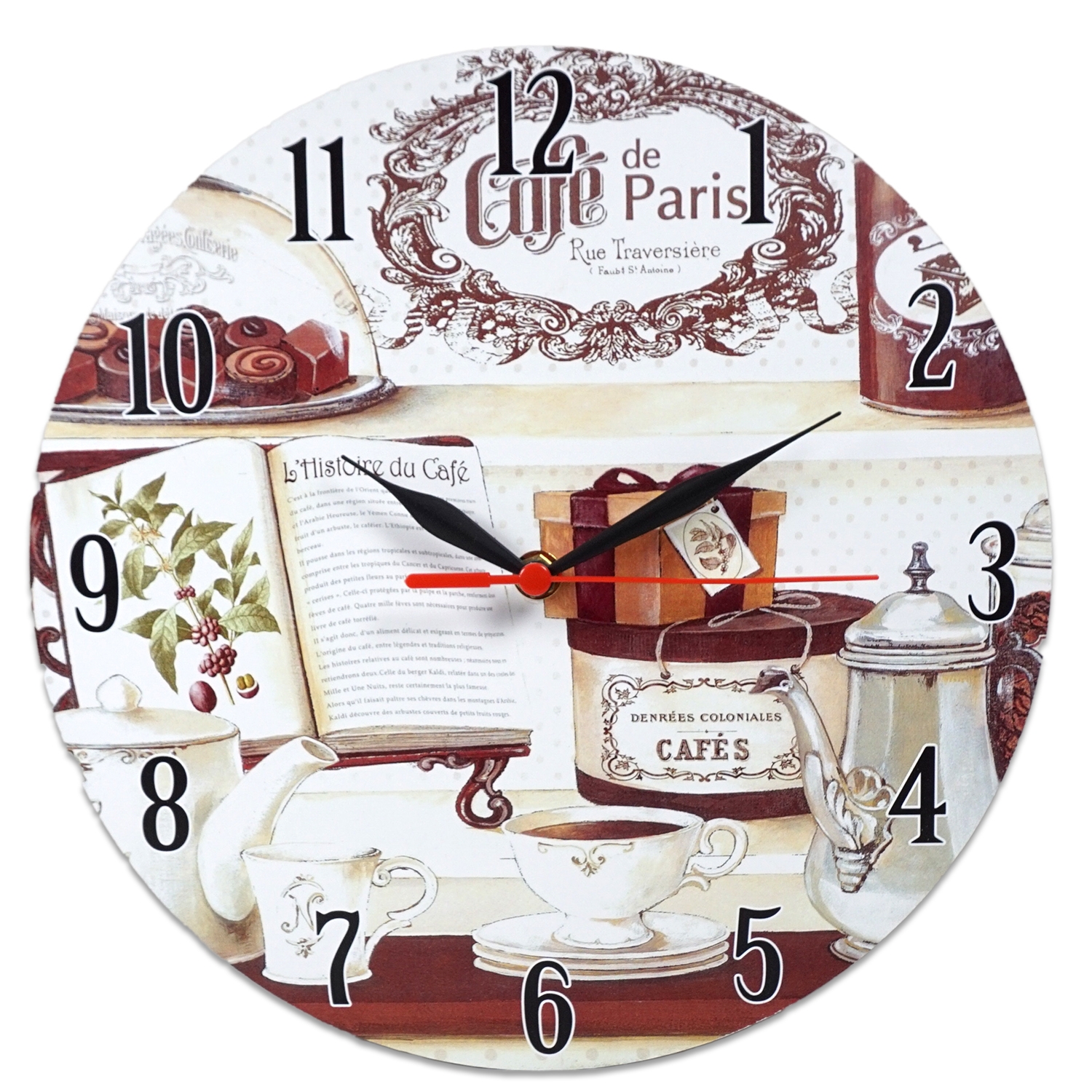 Ceas rotund perete Cafea - 28 x 28 cm Ceas rotund perete Cafea - 28 x 28 cm