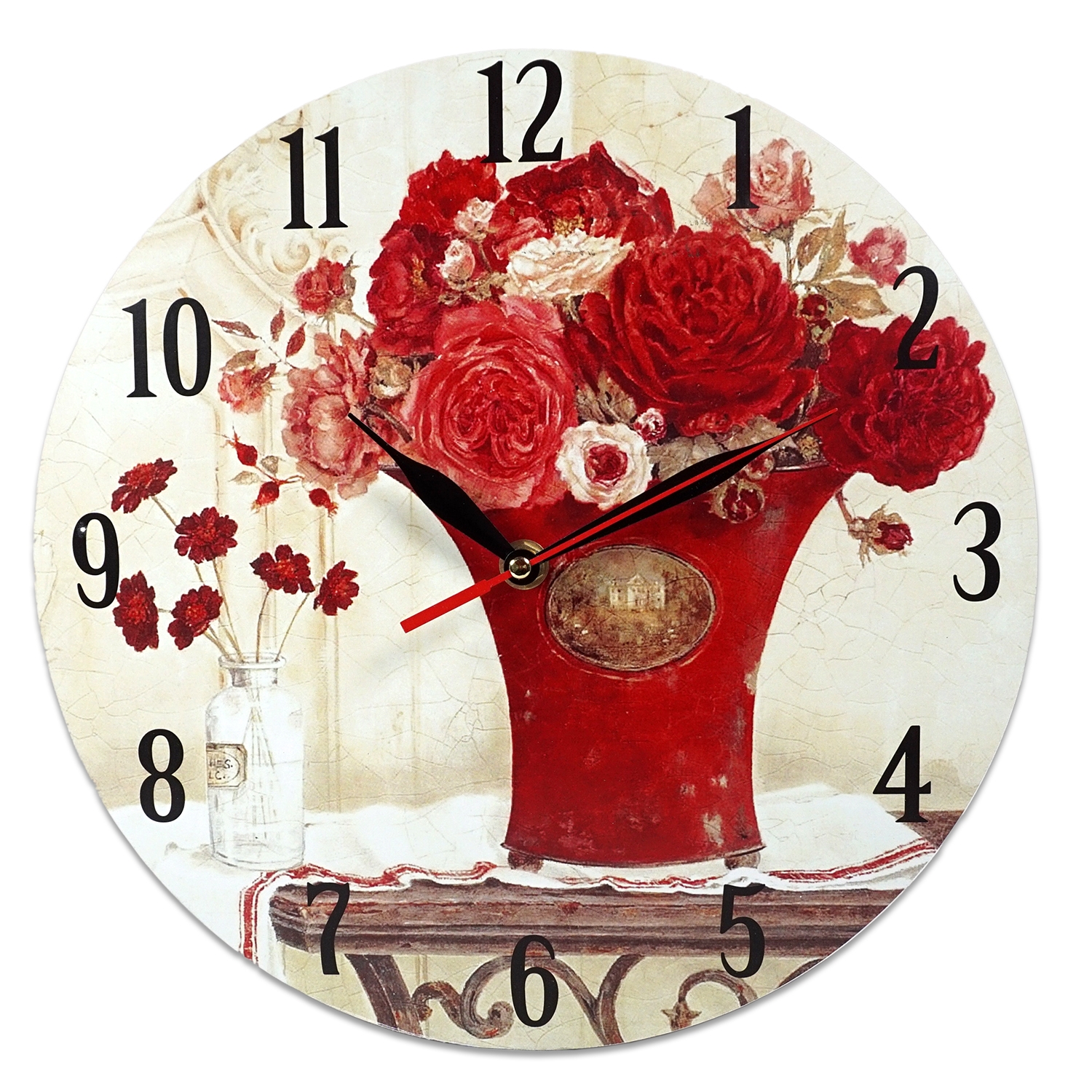Ceas rotund perete trandafiri - 28 x 28 cm Ceas rotund perete trandafiri - 28 x 28 cm