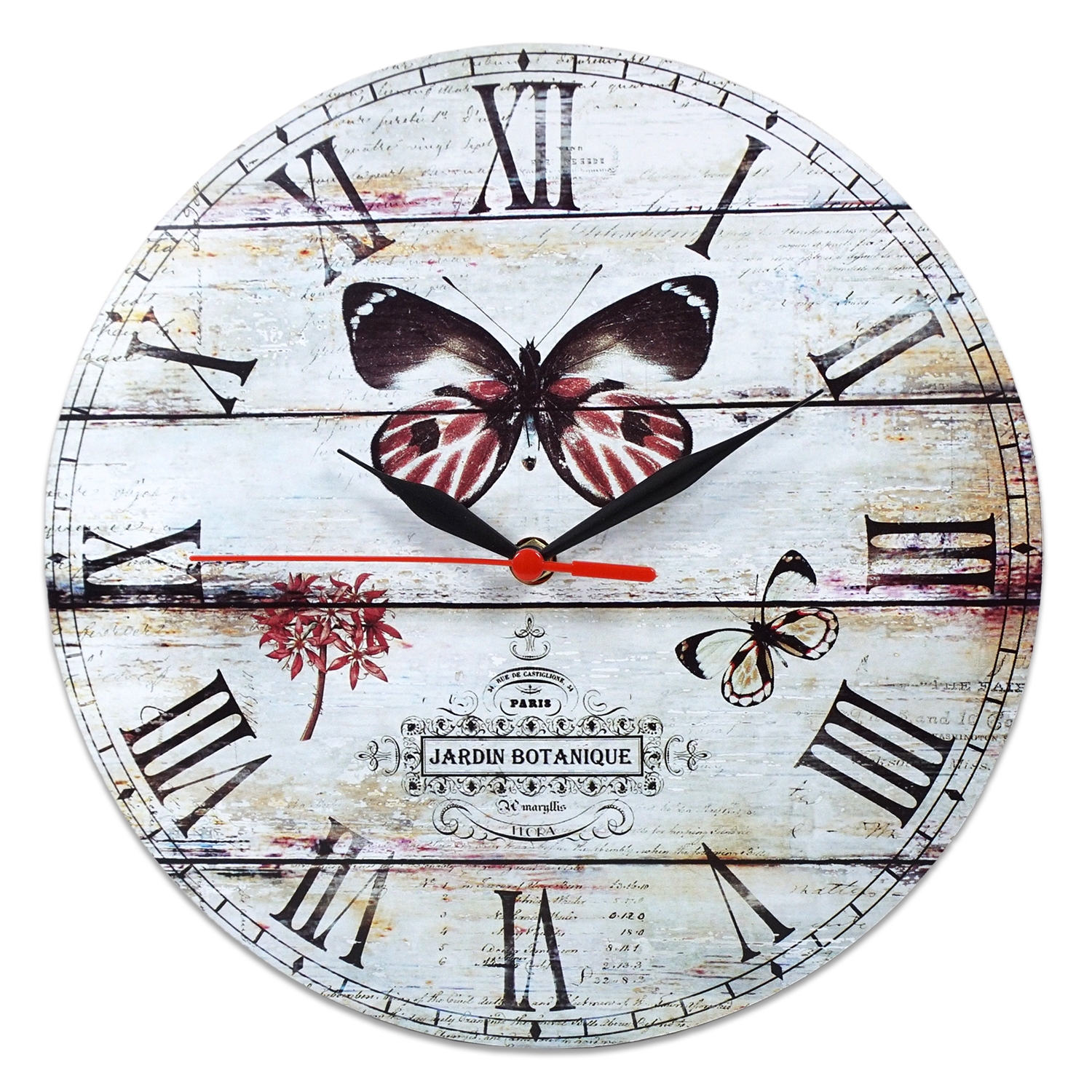 Ceas perete rotund fluture - 28  x 28 cm Ceas perete rotund fluture - 28  x 28 cm