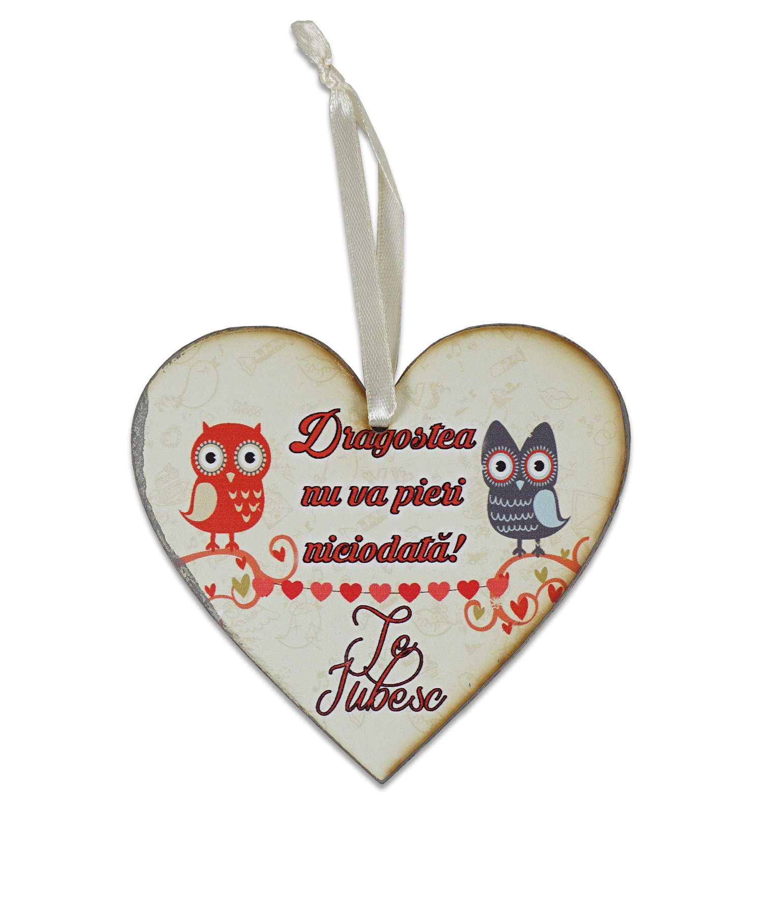 Tablou motivational inima (12x11 cm) - DRAGOSTEA NU VA PIERI NICIODATA