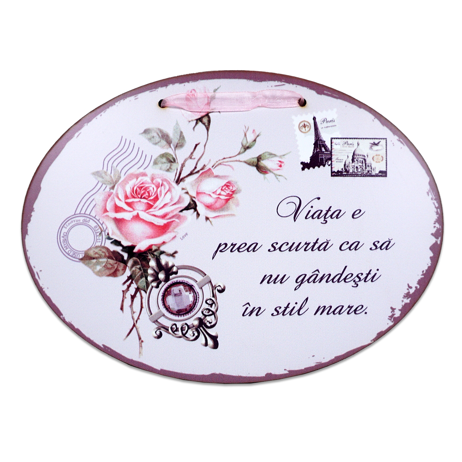 Tablou motivational  lemn oval (23x17cm) -  Viata e prea scurta Tablou motivational  lemn oval (23x17cm) -  Viata e prea scurta