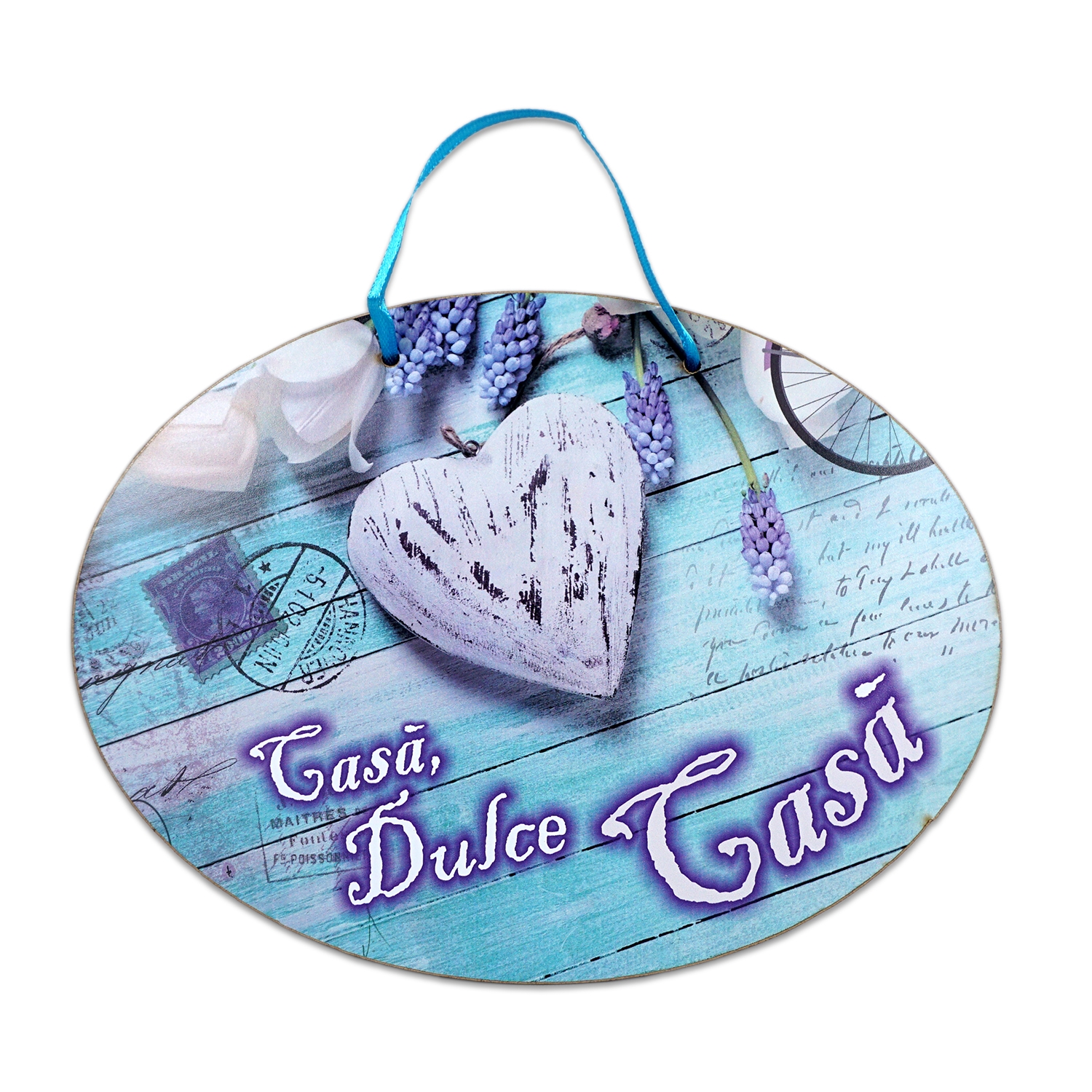 Tablou motivational  lemn oval (23x17cm) -  Casa dulce casa