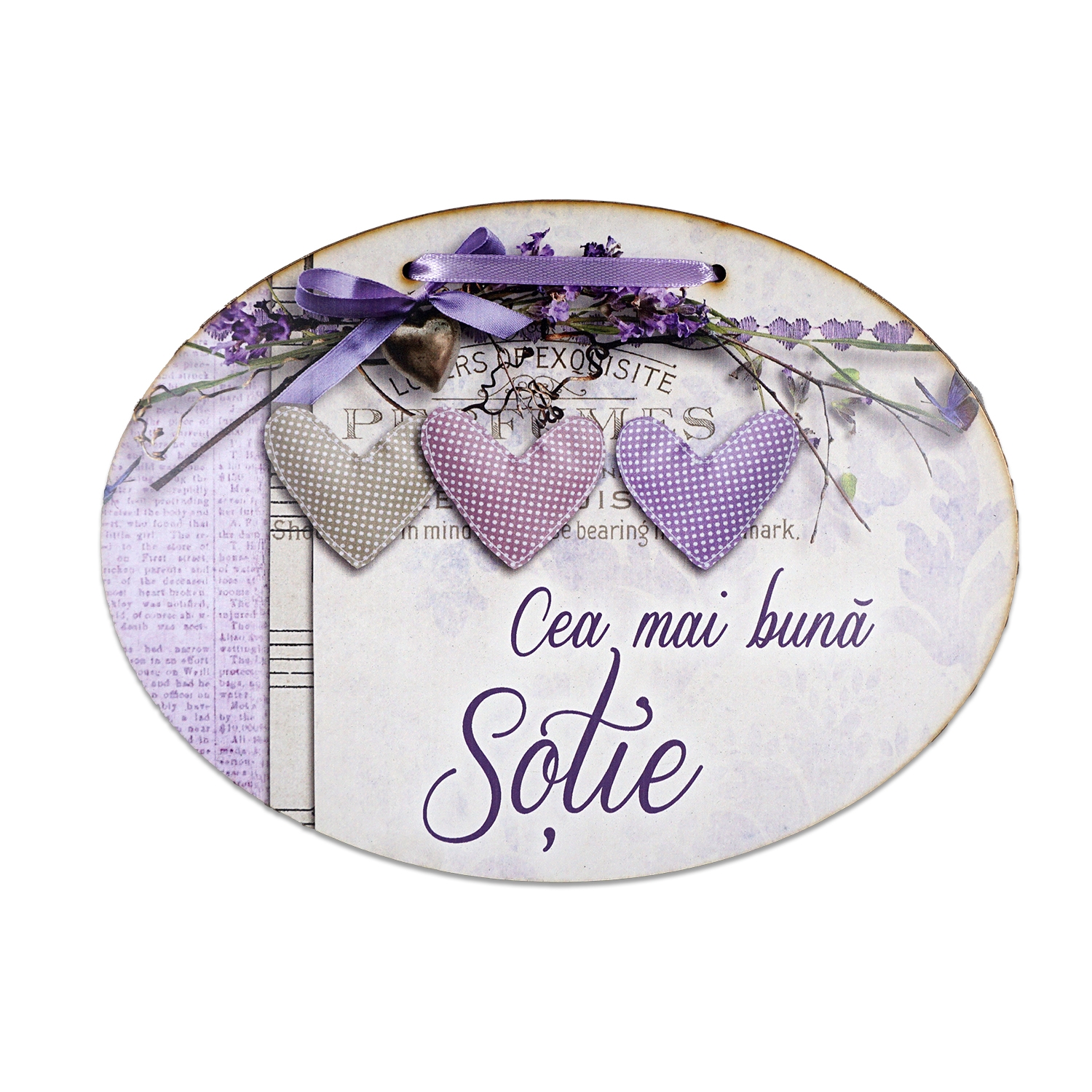 Tablou motivational  lemn oval (23x17cm) - Cea mai buna sotie Tablou motivational  lemn oval (23x17cm) - Cea mai buna sotie