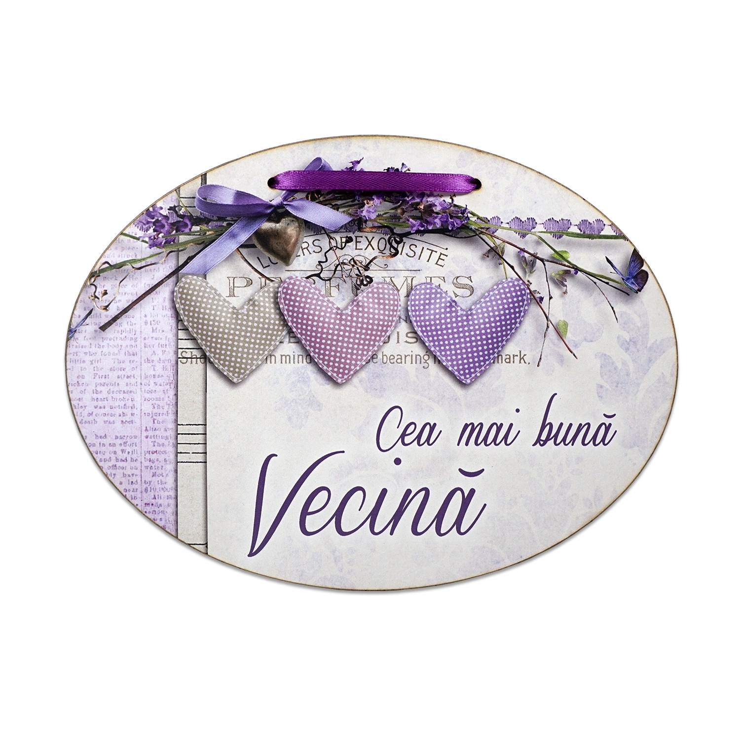 Tablou motivational  lemn oval (23x17cm) - Cea mai buna  vecina Tablou motivational  lemn oval (23x17cm) - Cea mai buna  vecina