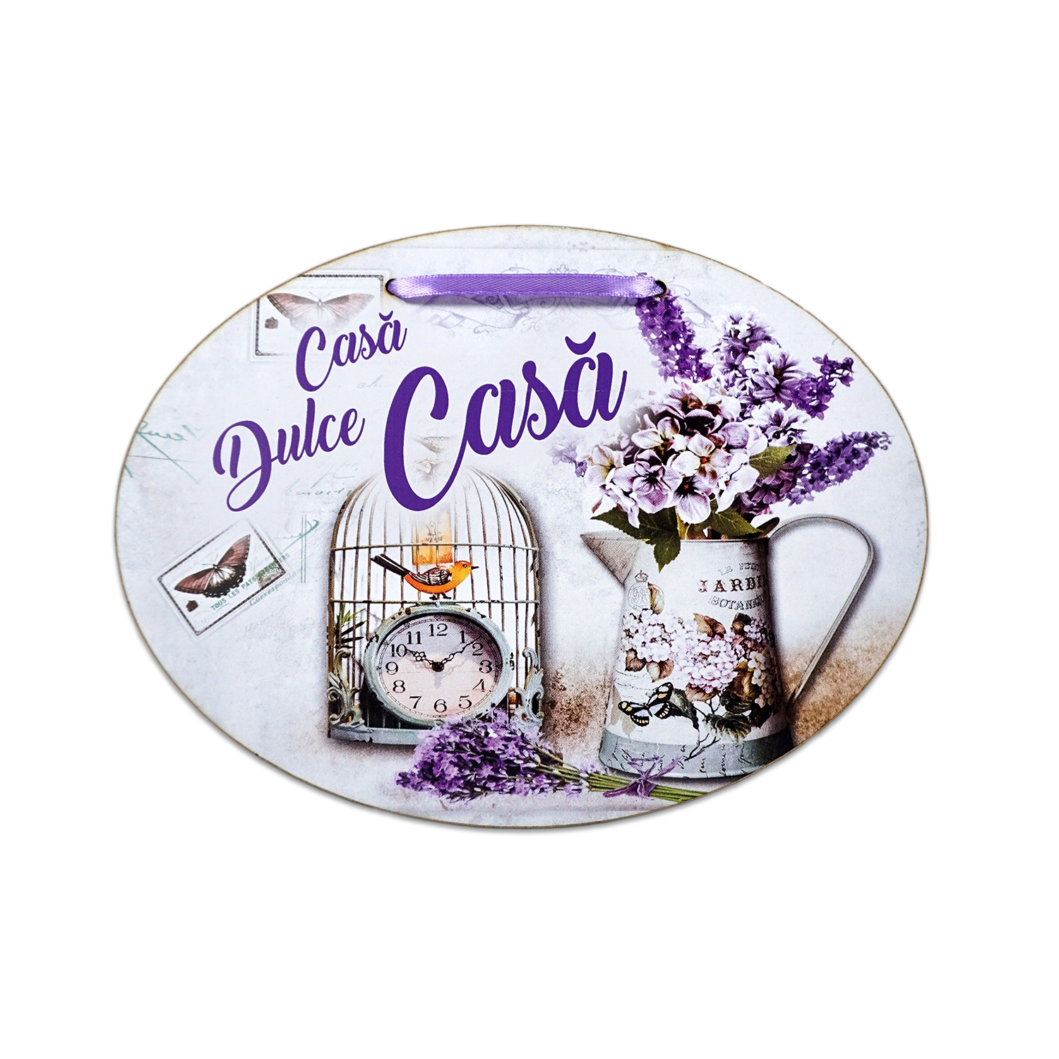Tablou motivational  lemn oval (23x17cm) -  Casa dulce casa