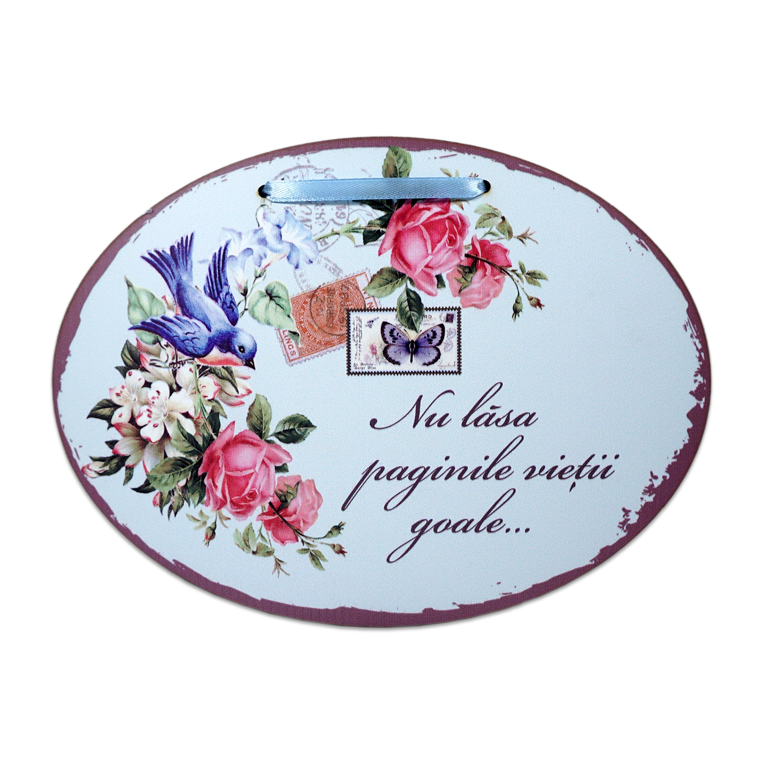 Tablou motivational  lemn oval (23x17cm) - Nu lasa paginile vietii goale Tablou motivational  lemn oval (23x17cm) - Nu lasa paginile vietii goale