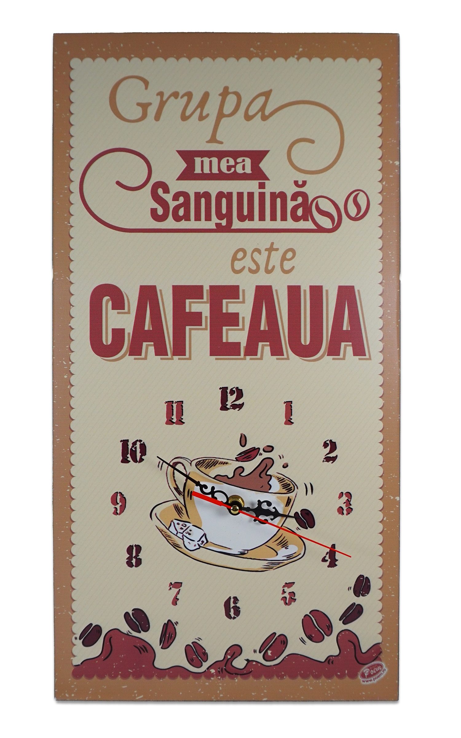 Ceas motivational  -  GRUPA MEA SANGUINA ESTE CAFEAUA - 50x27cm Ceas motivational  -  GRUPA MEA SANGUINA ESTE CAFEAUA - 50x27cm