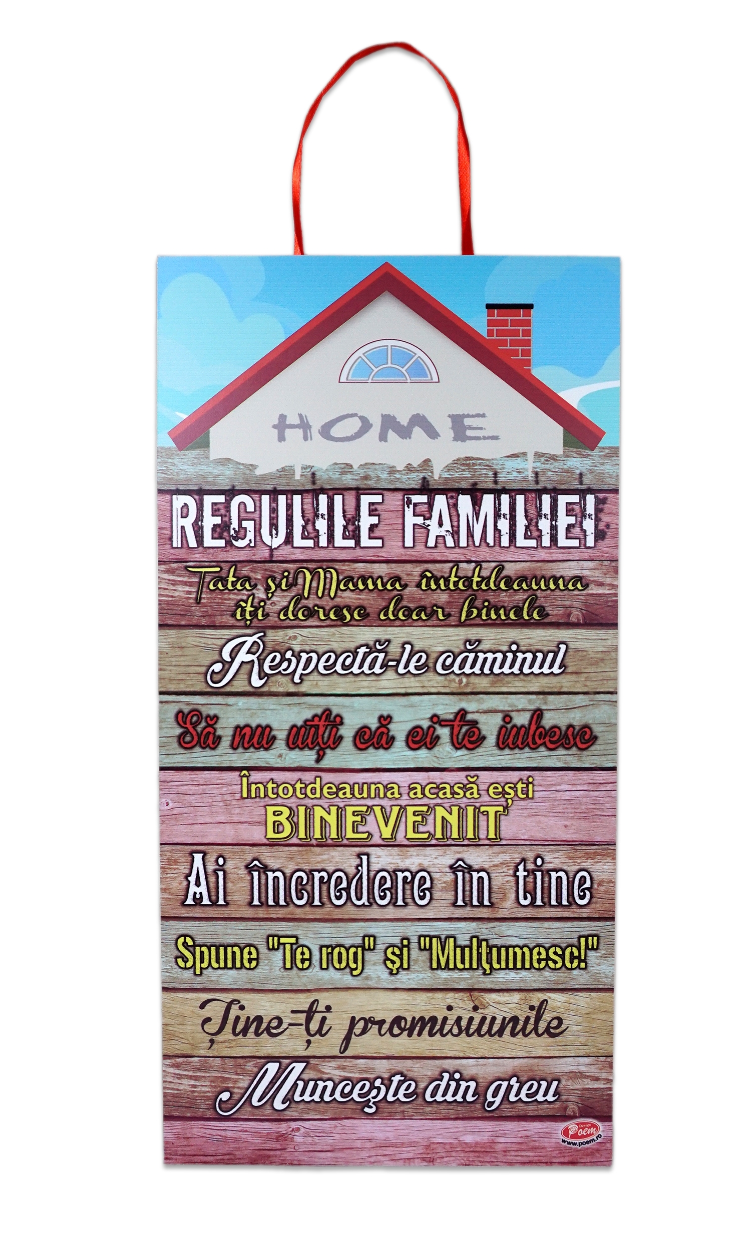 Tablou motivational   (49.5x26cm)  -  Regulile familiei Tablou motivational   (49.5x26cm)  -  Regulile familiei