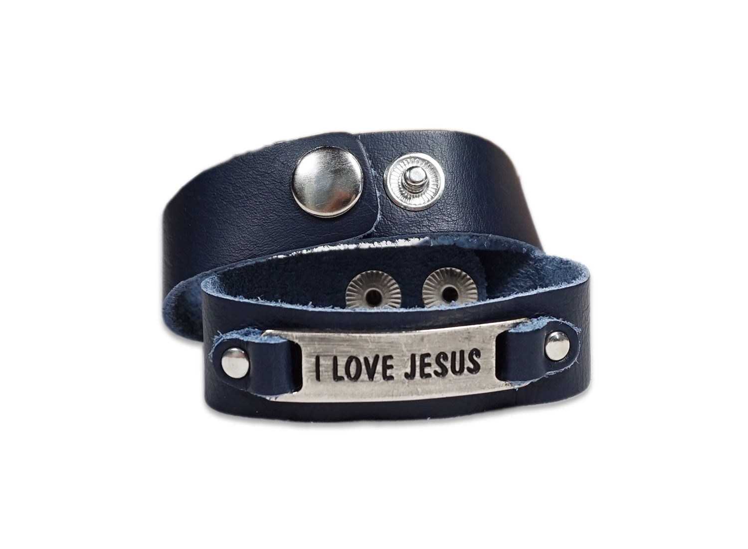 Bratara din piele bleumarin -I Love Jesus Bratara din piele bleumarin -I Love Jesus