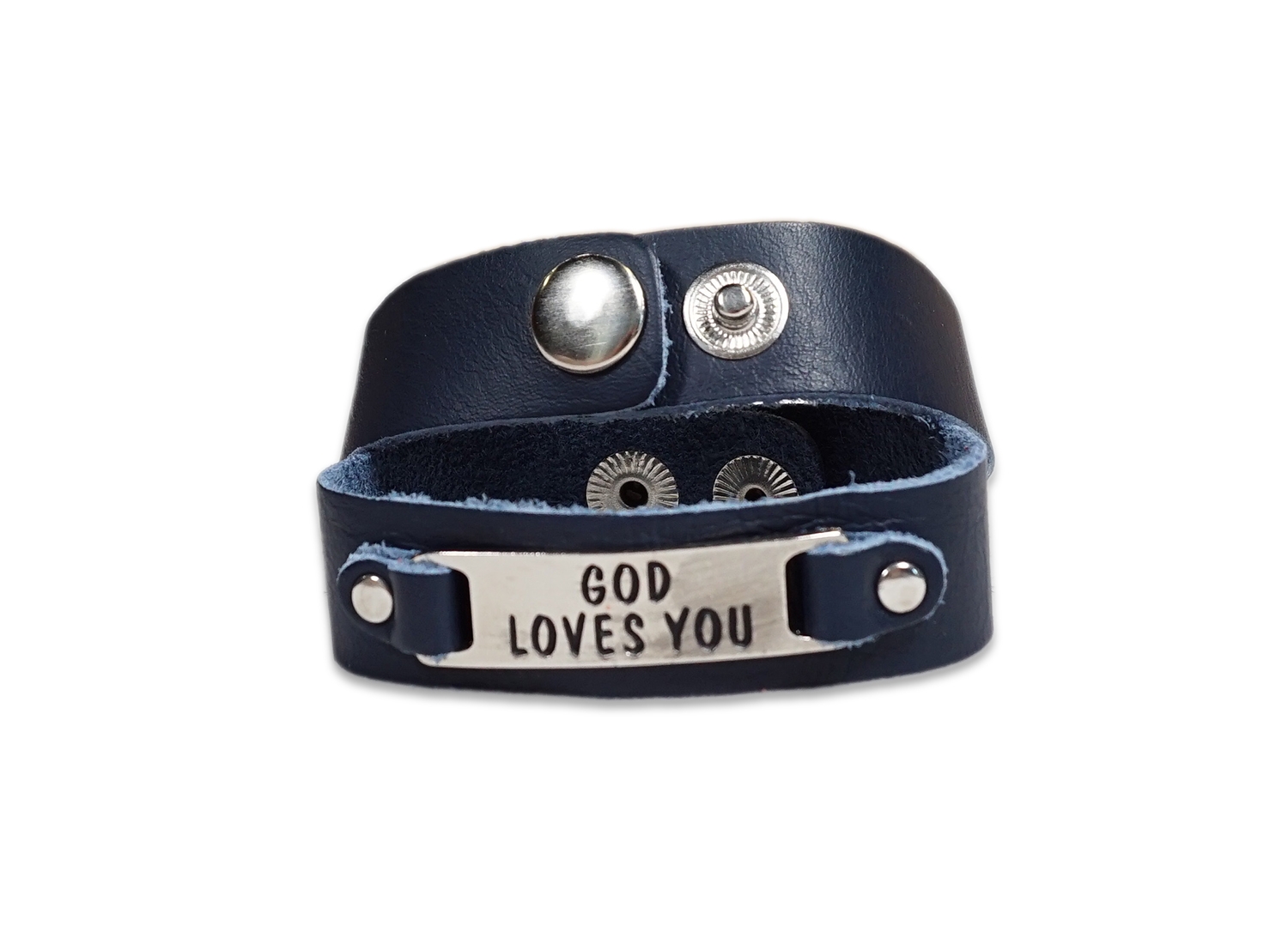 Bratara din piele bleumarin -God Loves You Bratara din piele bleumarin -God Loves You