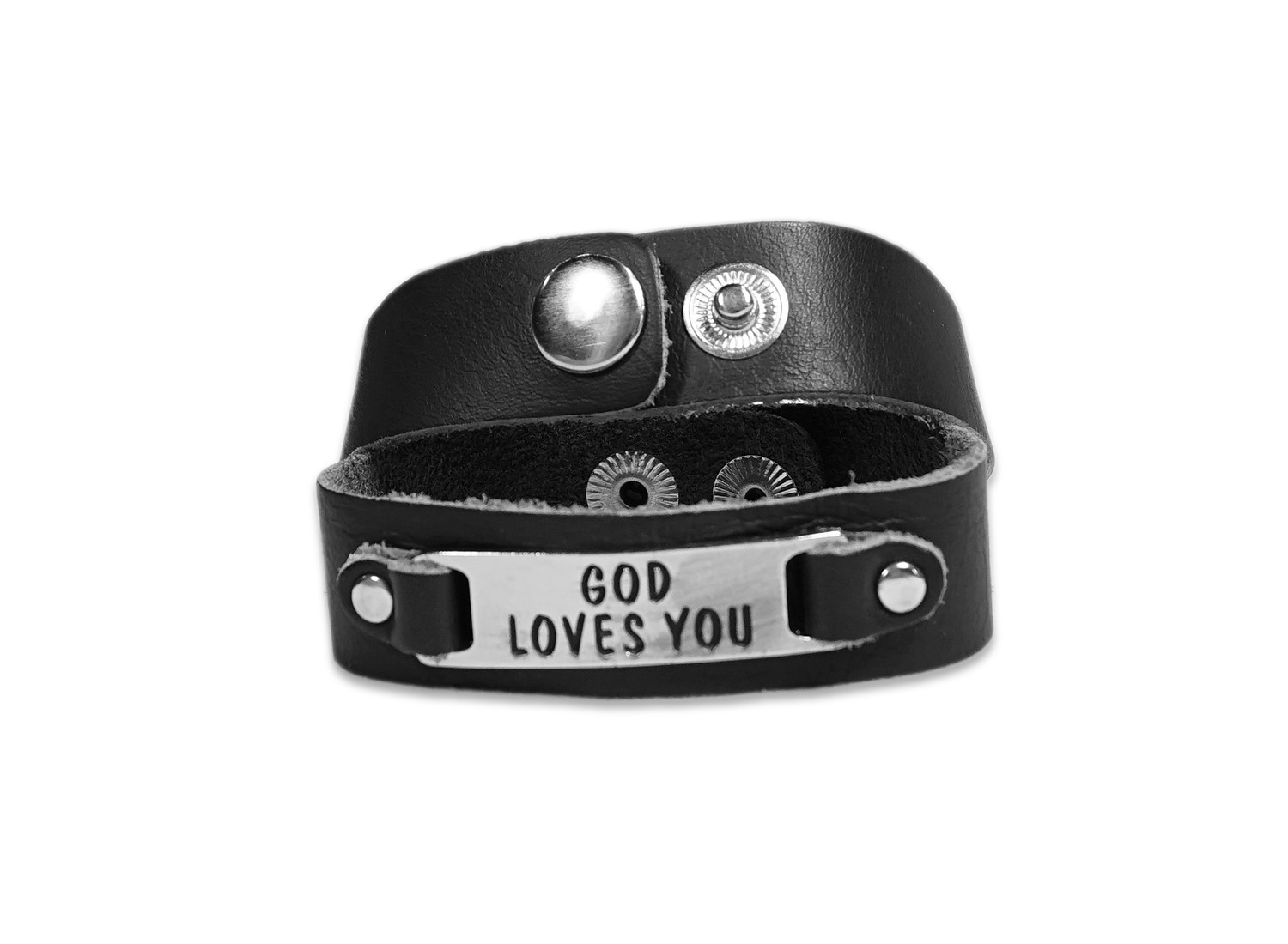Bratara din piele neagră - God Loves You Bratara din piele neagră - God Loves You