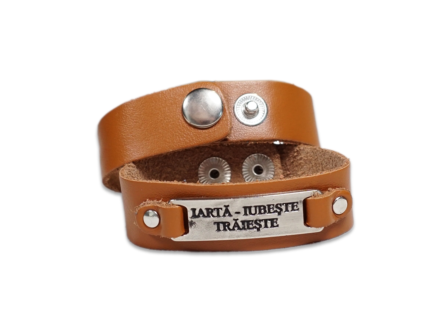 Bratara din piele maro - Iarta - iubeste, traieste Bratara din piele maro - Iarta - iubeste, traieste