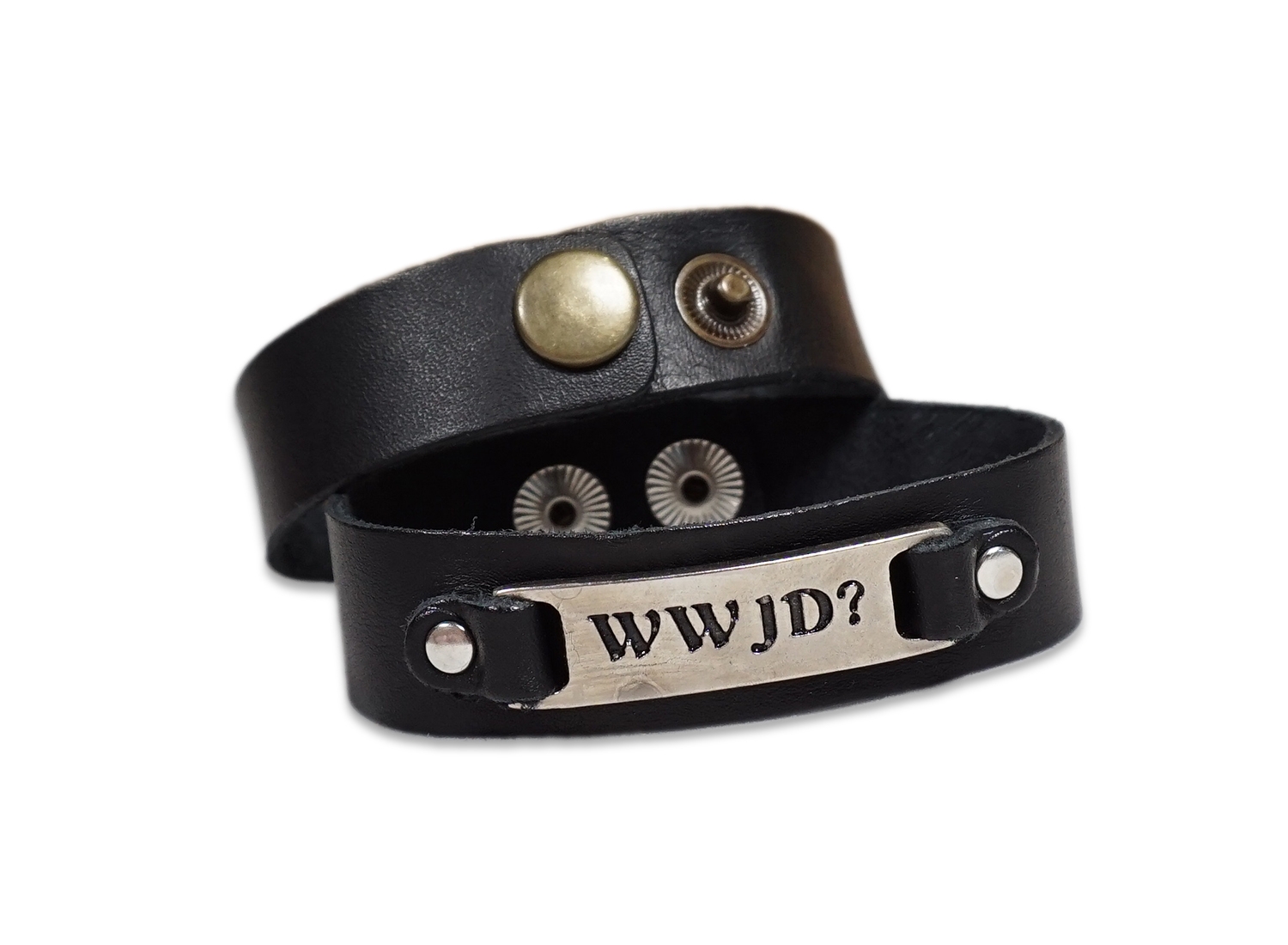 Bratara din piele  neagra- WWJD?