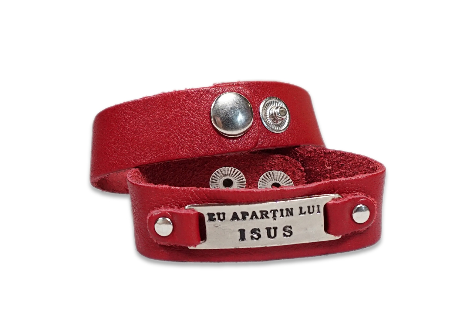 Bratara din piele visinie - Eu apartin lui Isus Bratara din piele visinie - Eu apartin lui Isus