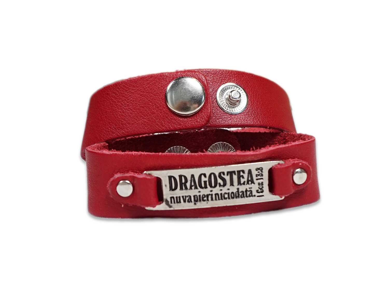 Bratara din piele visinie - "Dragostea nu va pieri niciodata" Bratara din piele visinie - "Dragostea nu va pieri niciodata"