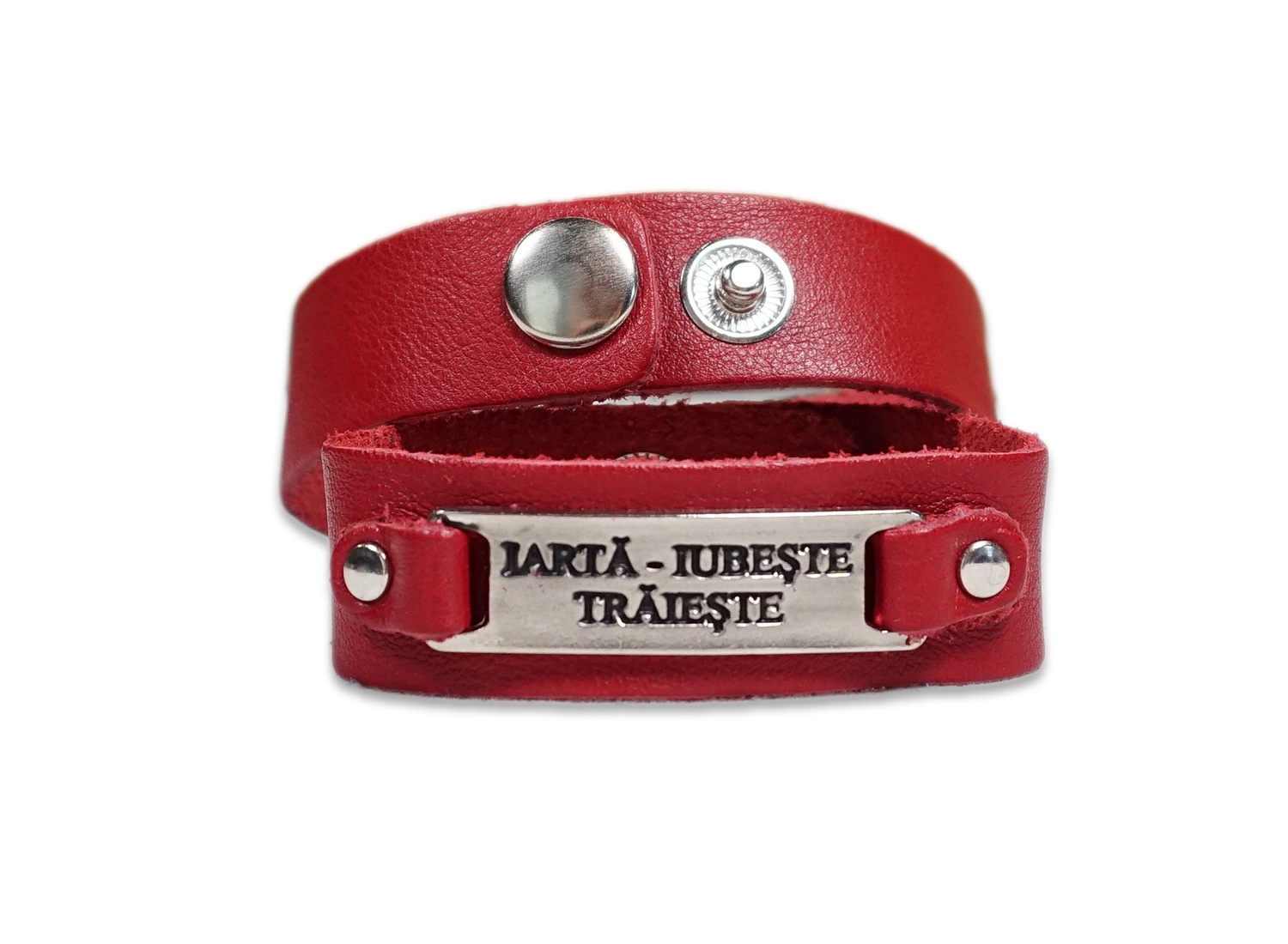 Bratara din piele visinie -Iarta - iubeste, traieste Bratara din piele visinie -Iarta - iubeste, traieste