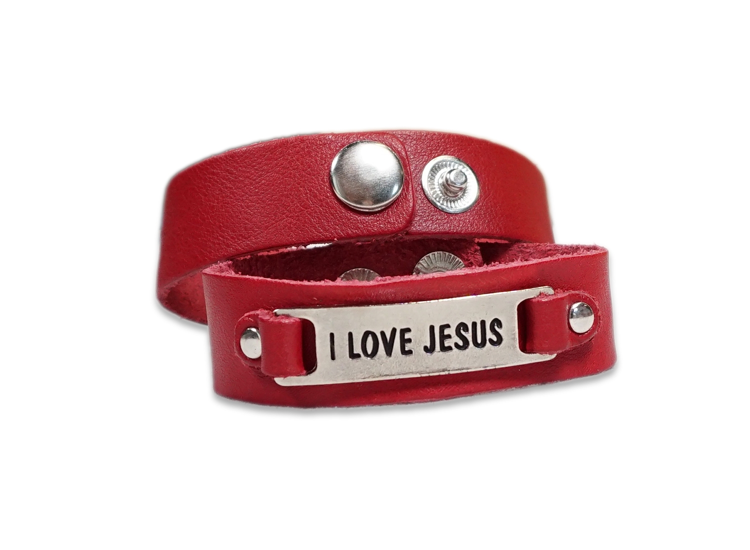 Bratara din piele visinie - I love Jesus Bratara din piele visinie - I love Jesus