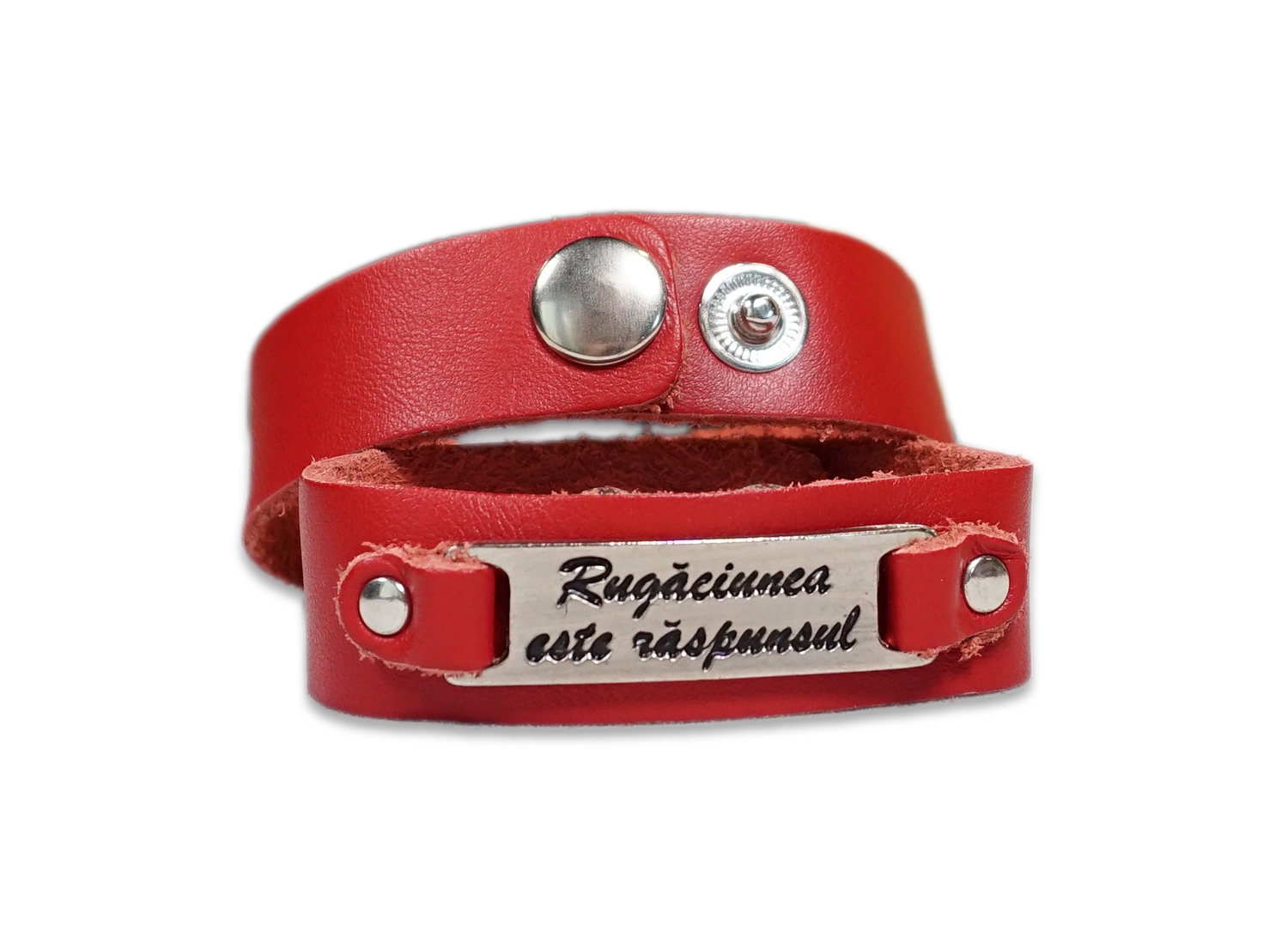 Bratara din piele rosie - Rugaciunea este raspunsul Bratara din piele rosie - Rugaciunea este raspunsul