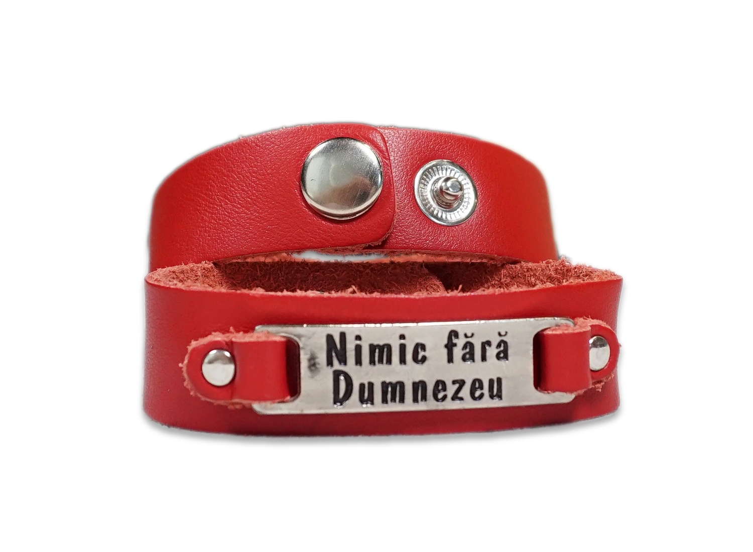 Bratara din piele rosie - Nimic fara Dumnezeu Bratara din piele rosie - Nimic fara Dumnezeu