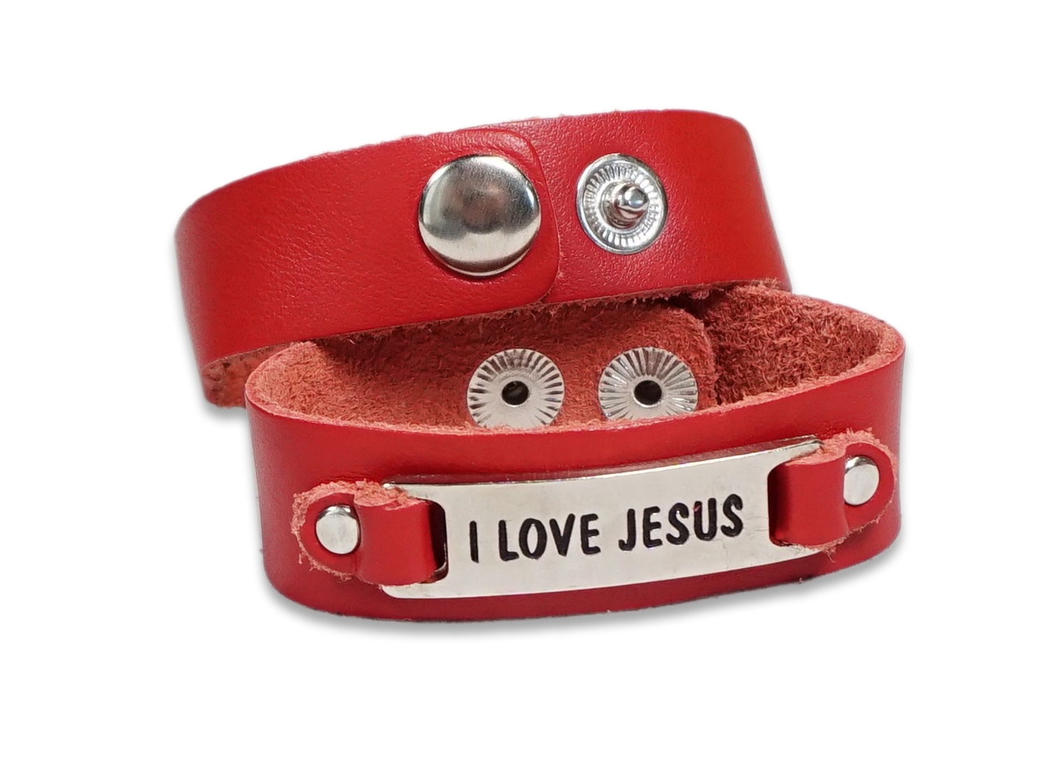 Bratara din piele rosie- I love Jesus Bratara din piele rosie- I love Jesus