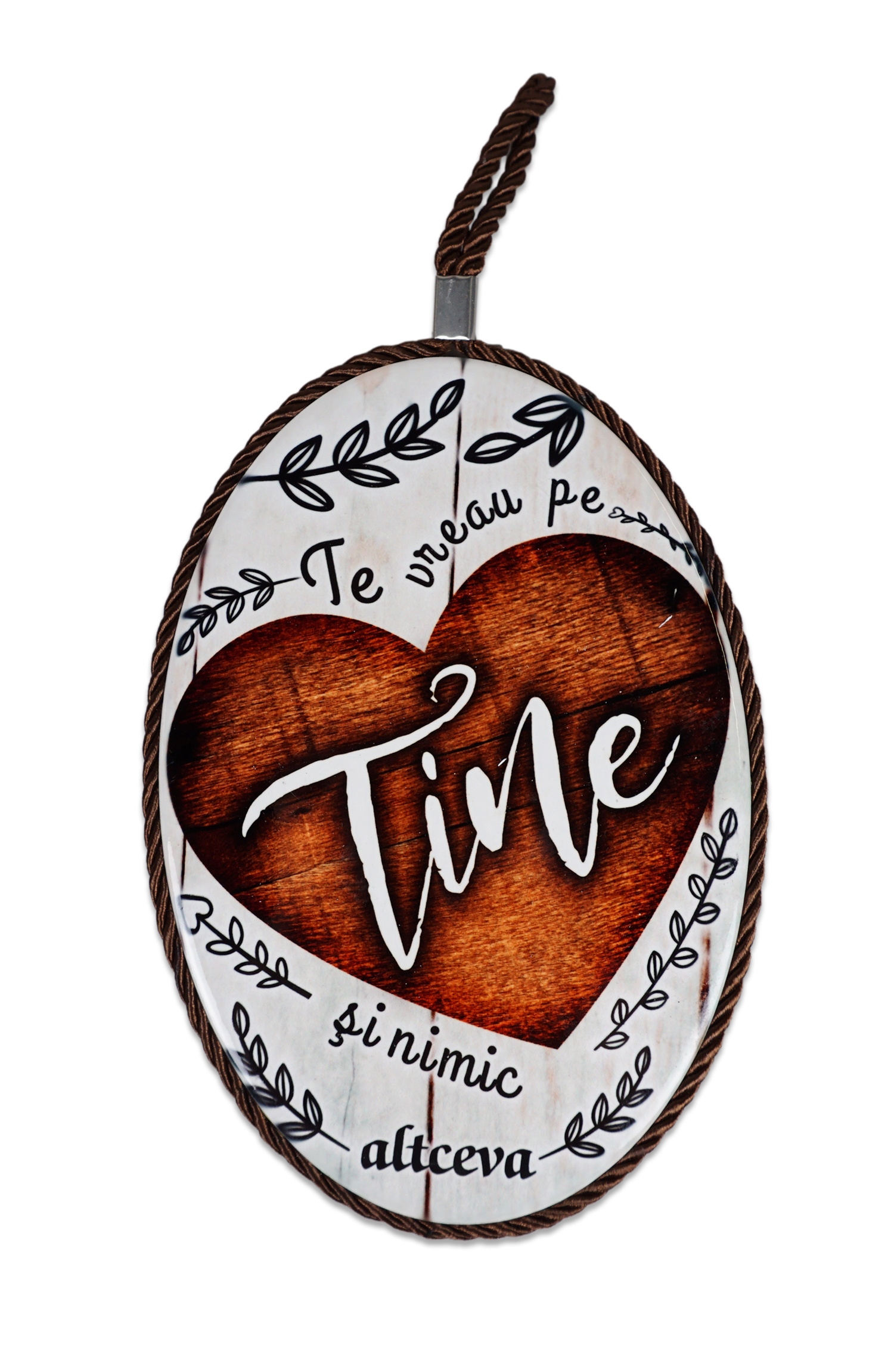 Tablou motivational ceramica oval (13.5x18cm) - Te vreau pe tine