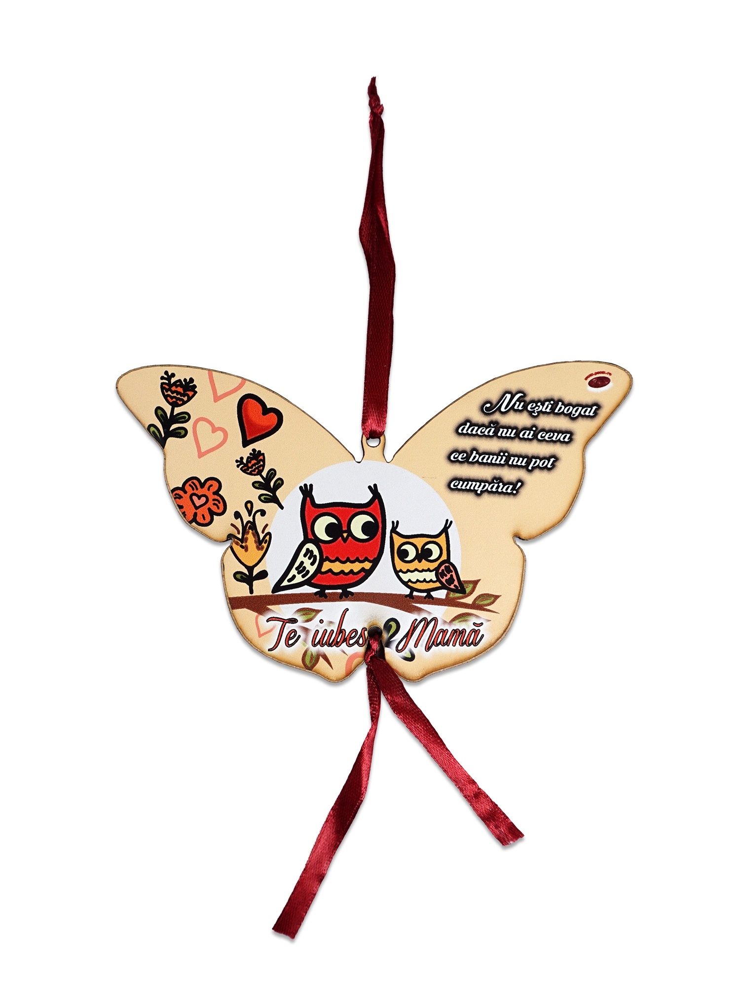 Tablou motivational fluture (14x9 cm ) - NU ESTI BOGAT DACA NU AI CEVA