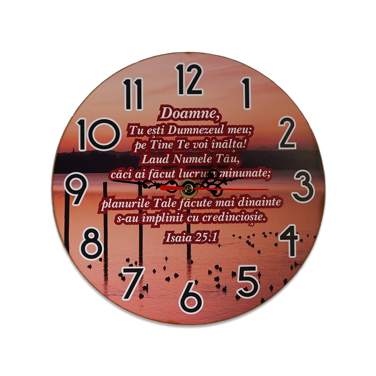 Ceas de perete rotund - Tu esti Dumnezeul meu, pe Tine Te voi inalta... Isaia 25.1 - 20 cm