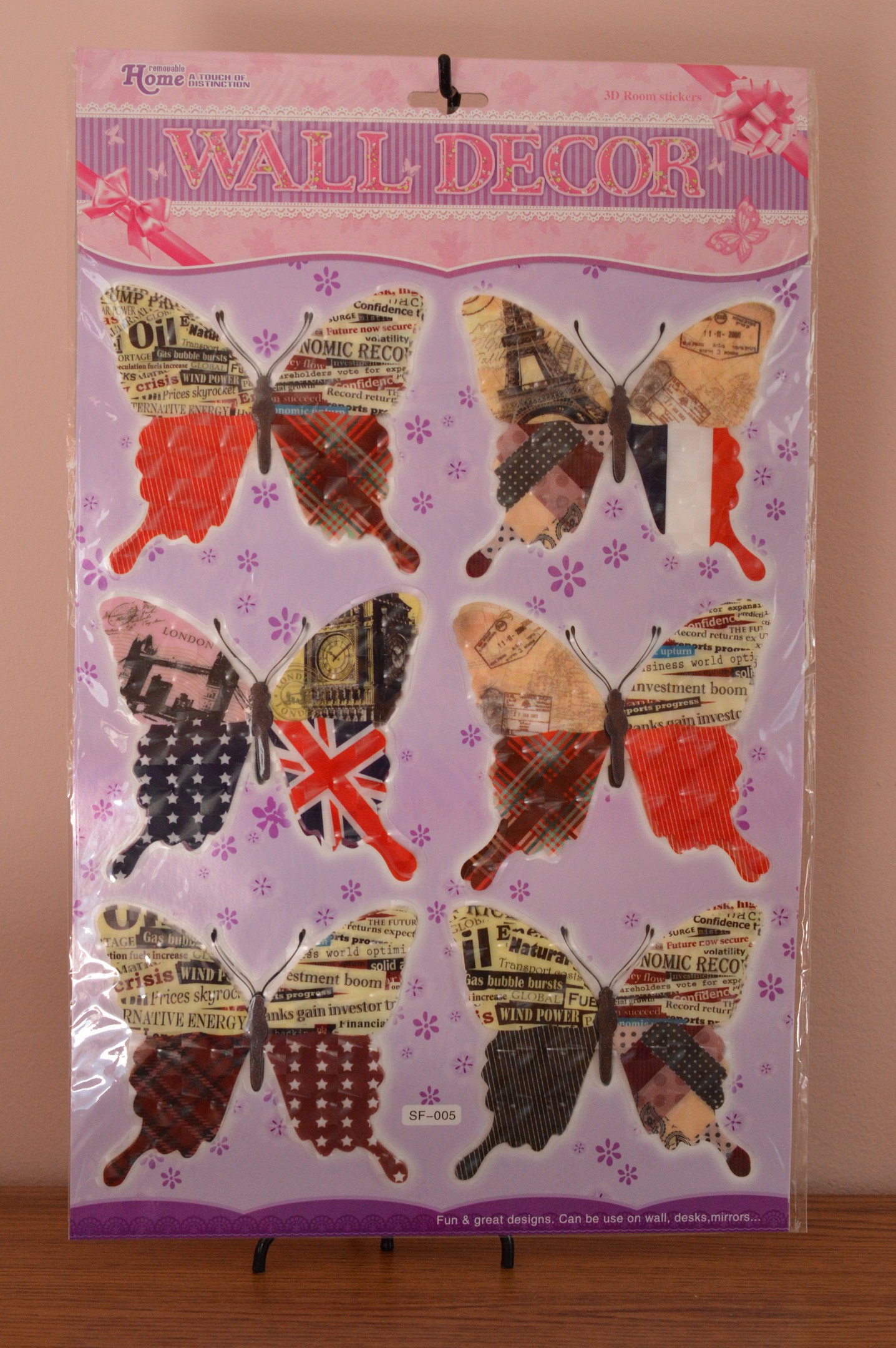 Fluturi decorativi 3D (set 6 buc) - steaguri europene Fluturi decorativi 3D (set 6 buc) - steaguri europene